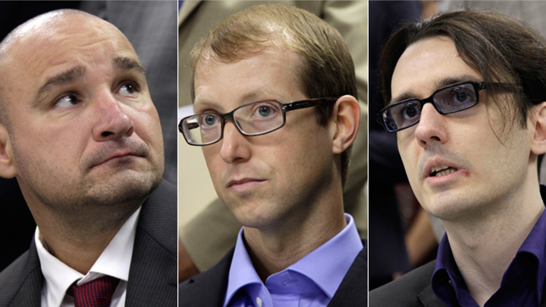 Aug. 19, 2011: Jessie Misskelley Jr., from left, Jason Baldwin and Damien Echols address reporters after being freed in a plea deal that upended the case of the 1993 killings of three Cub Scouts in Arkansas.