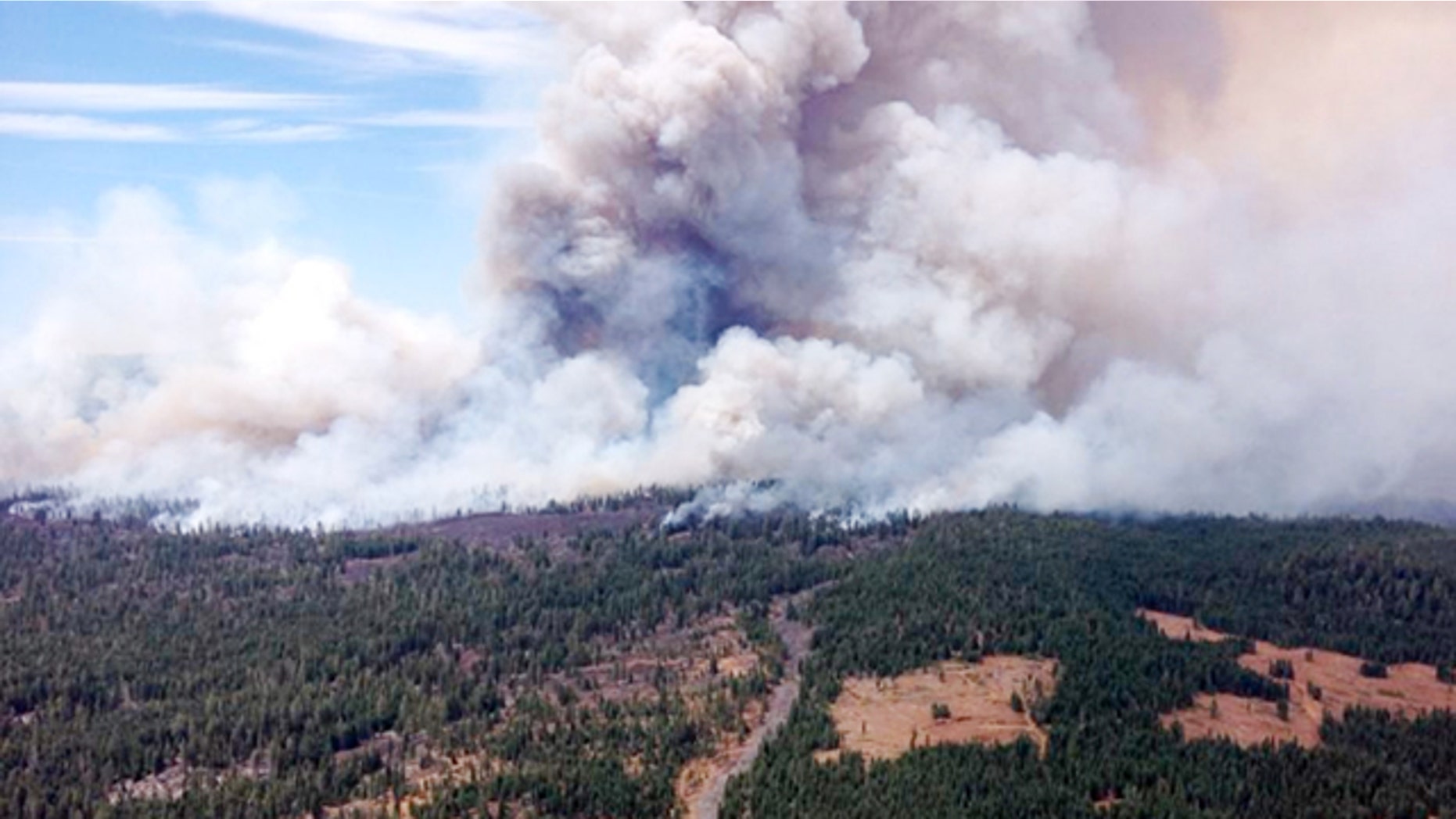 August 1, 2014: This photo provided by the U.S. Forest Service shows the Eiler Fire burning near Old Station, California. (AP/U.S. Forest Service)