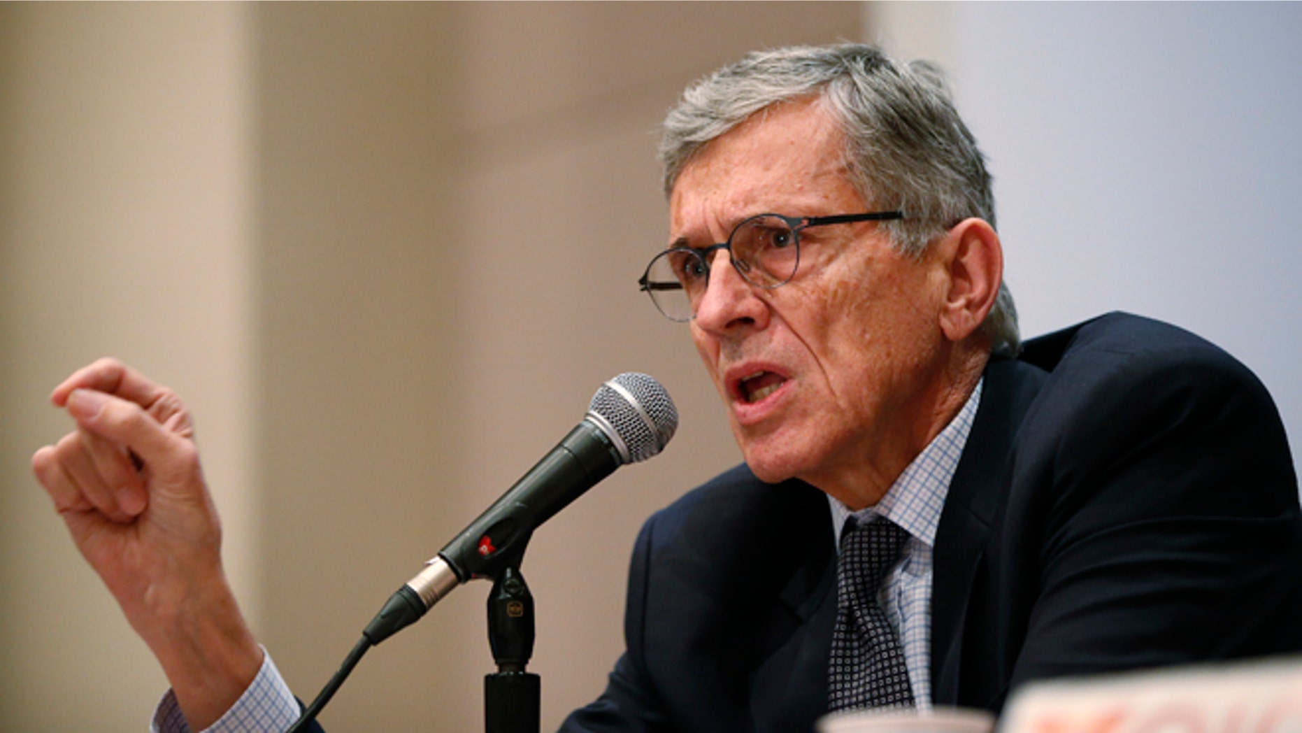 Jan. 9, 2014: Federal Communications Commission (FCC) Chairman Thomas Wheeler speaks during a Town Hall meeting in Oakland, California.