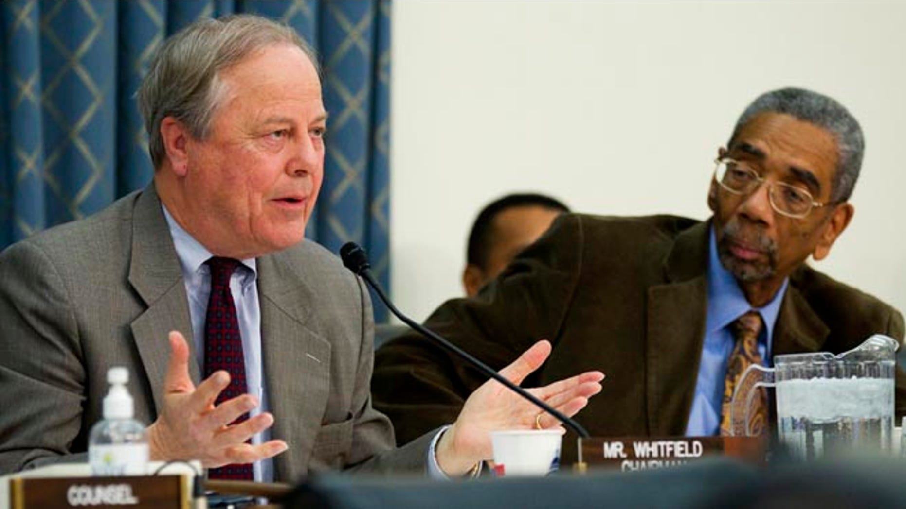 FILE: File: Feb. 3, 2012: Congressmen Ed Whitfield, R-Ky., left, and Bobby Rush, D-Ill., on Capitol Hill, in Washington, D.C.