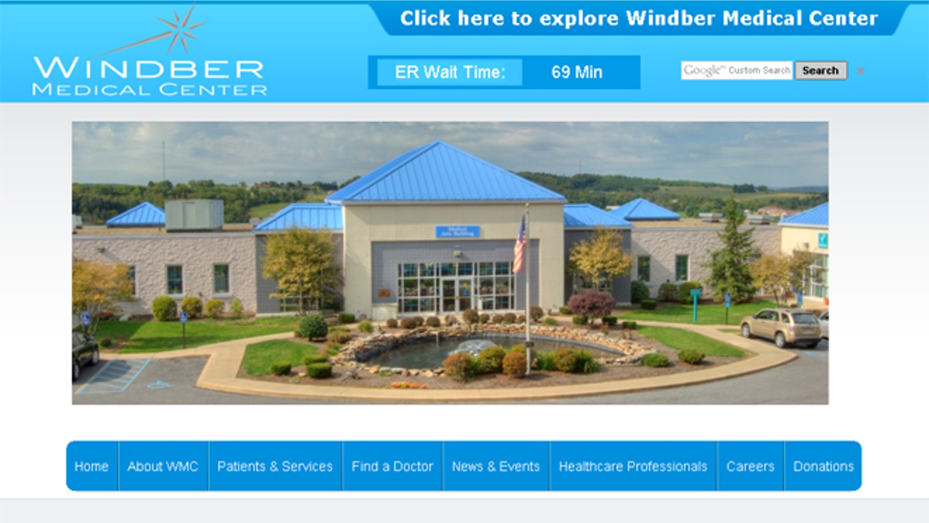Windber Medical Center, scene here in a screengrab of its website, is about 60 miles southeast of Pittsburgh.
