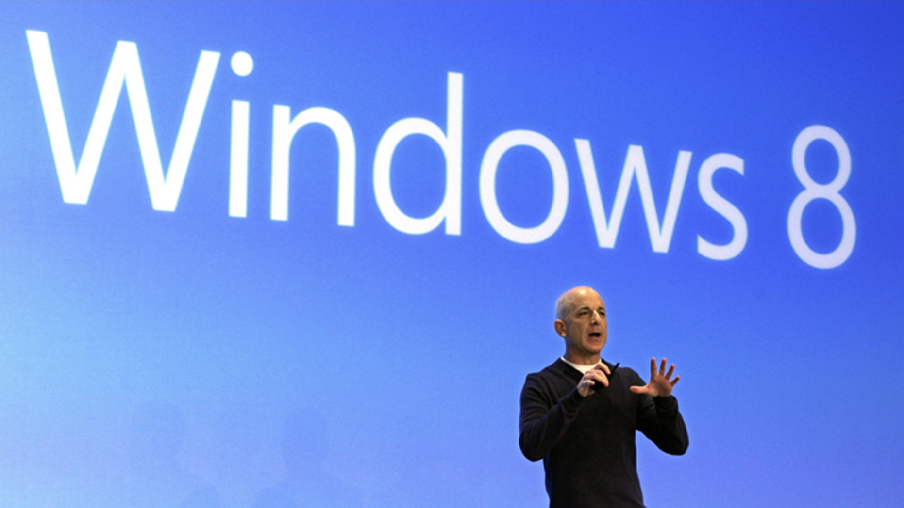Oct. 25, 2012: Steven Sinofsky, then-president of the Microsoft Windows group, delivers his presentation at the launch of Microsoft Windows 8, in New York.