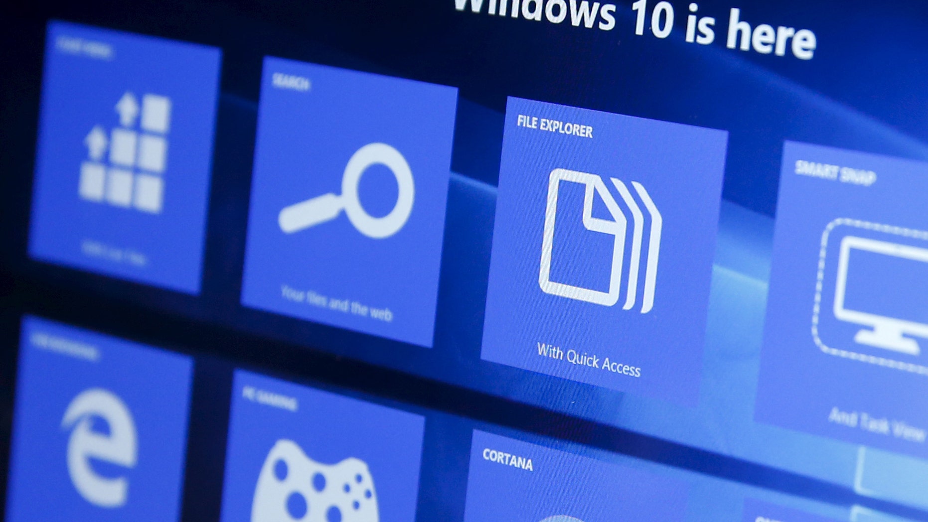 File photo - A computer screen shows features of the Windows 10 operating system at the Microsoft store at Roosevelt Field in Garden City, New York July 29, 2015.