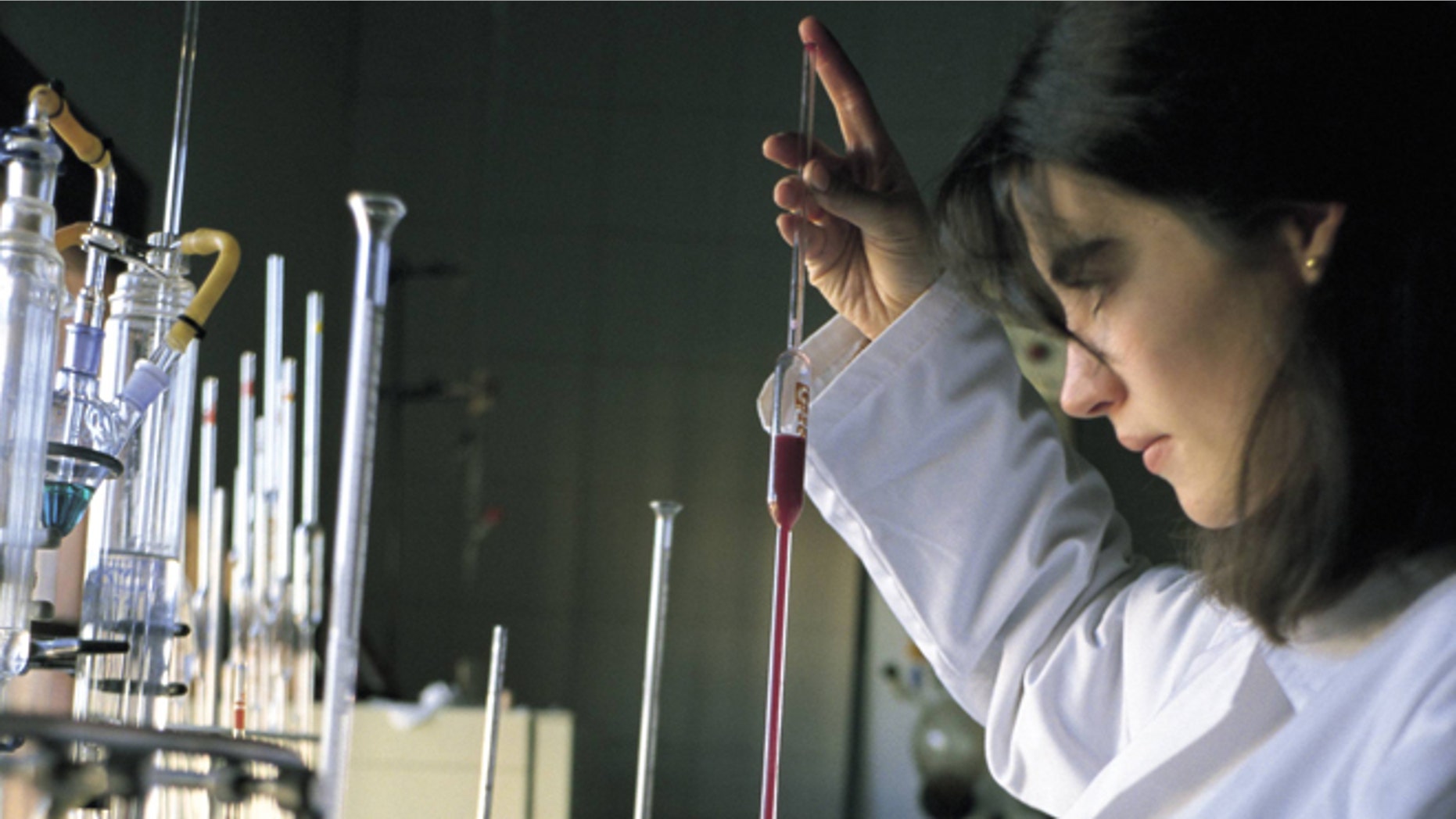 Laboratory of wine A woman works in the laboratory of wine of the Bodegas Protos in Penafiel. Valladolid province (Photo by JMN/Cover/Getty Images)