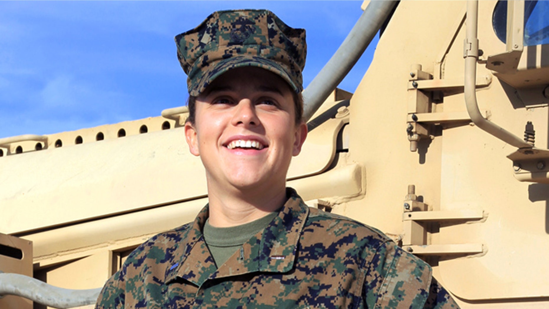 Nov. 29, 2012: This image provided by the United states Marine Corps shows Lt. Brandy Soublet on the Marine base, 29 Palms in Southern California. Soublet is about as far from the war front as possible at her desk in the California desert, but she's on the front lines of an experiment that could one day put women as close to combat as their male peers.