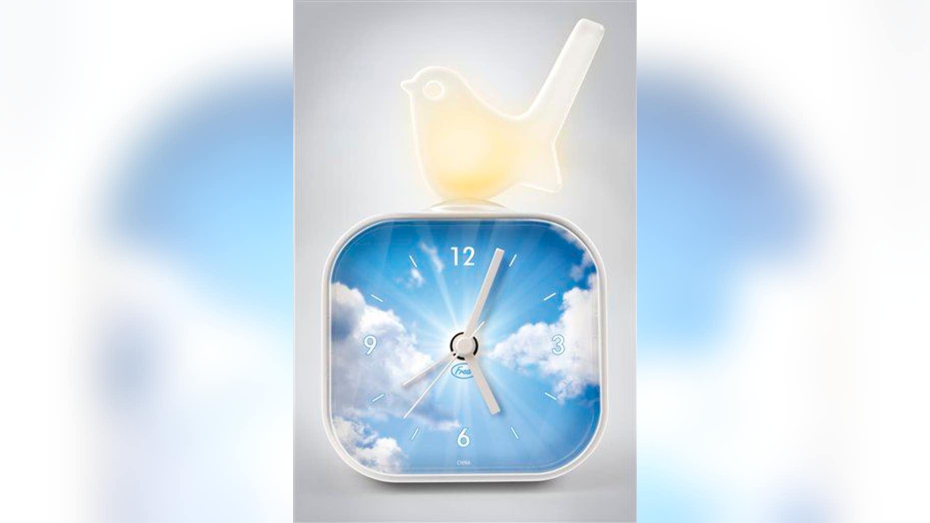 This product image released by Fred Flare shows an early bird alarm clock.