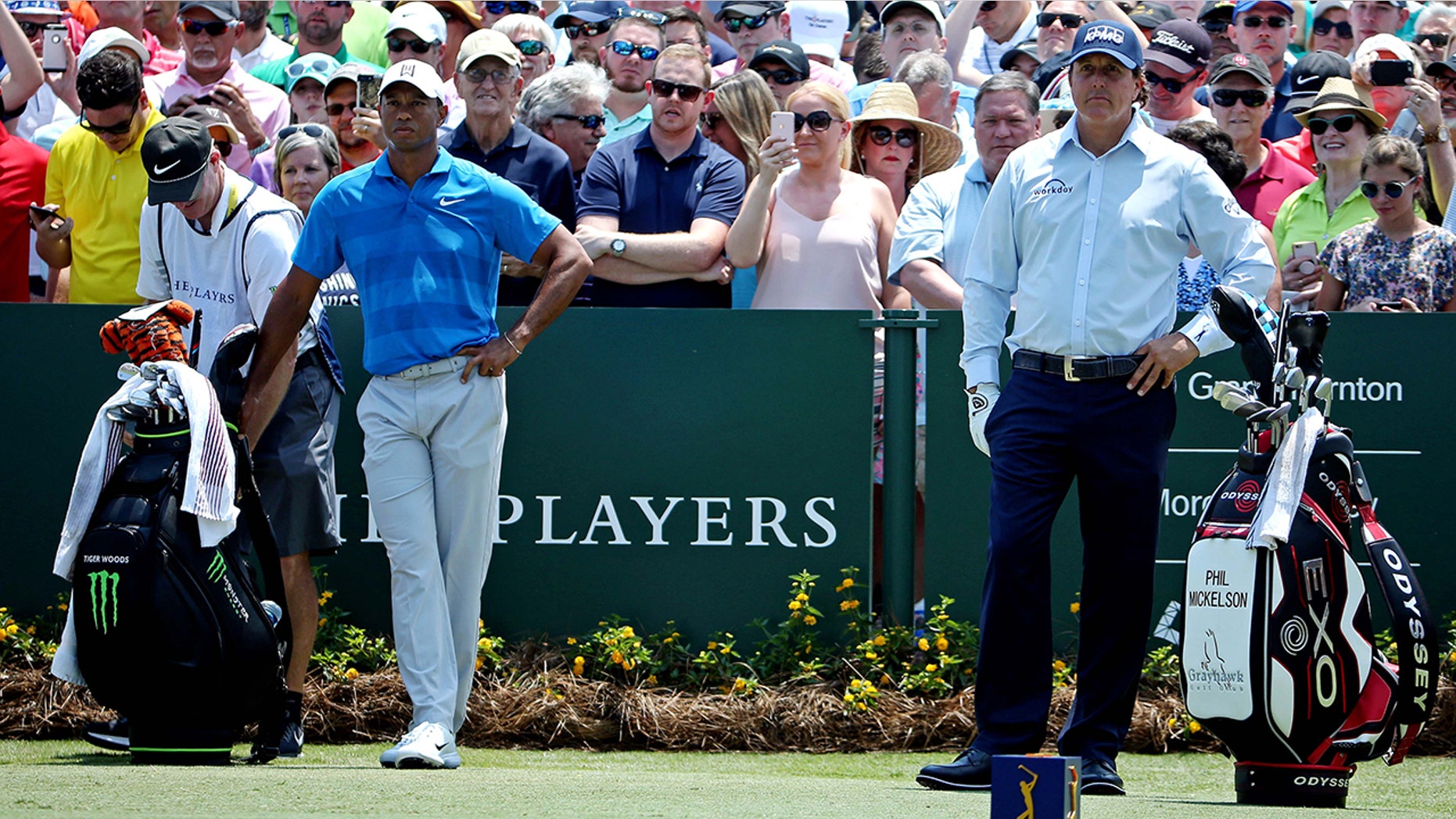 Tiger Woods, left, and Phil Mickelson. The pair reportedly are trying to arrange a $10 million winner-take-all match.