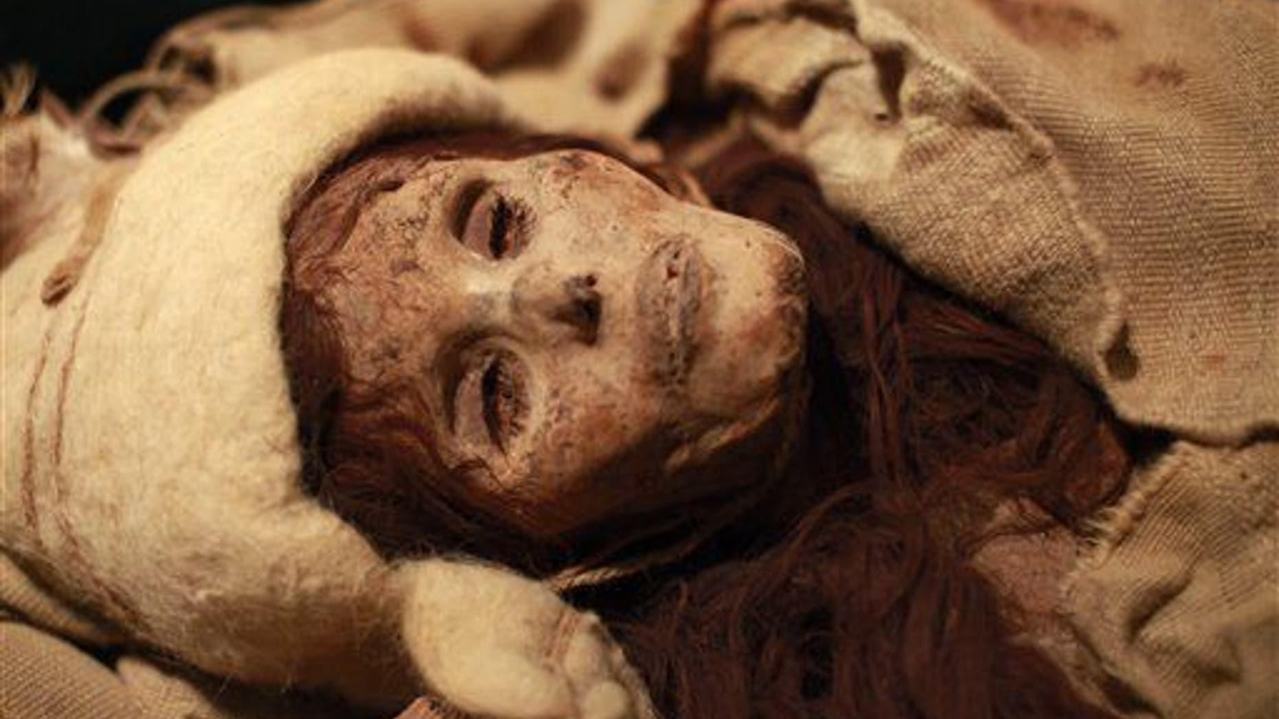 One of the ancient mummies discovered in China's Taklamakan Desert.
