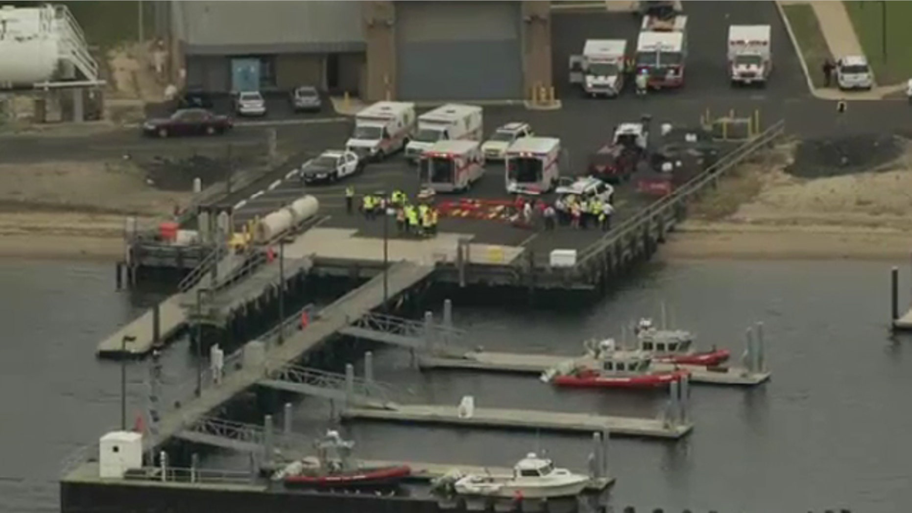 June 11. 2012: First responders gather after report of yacht explosion in New Jersey.