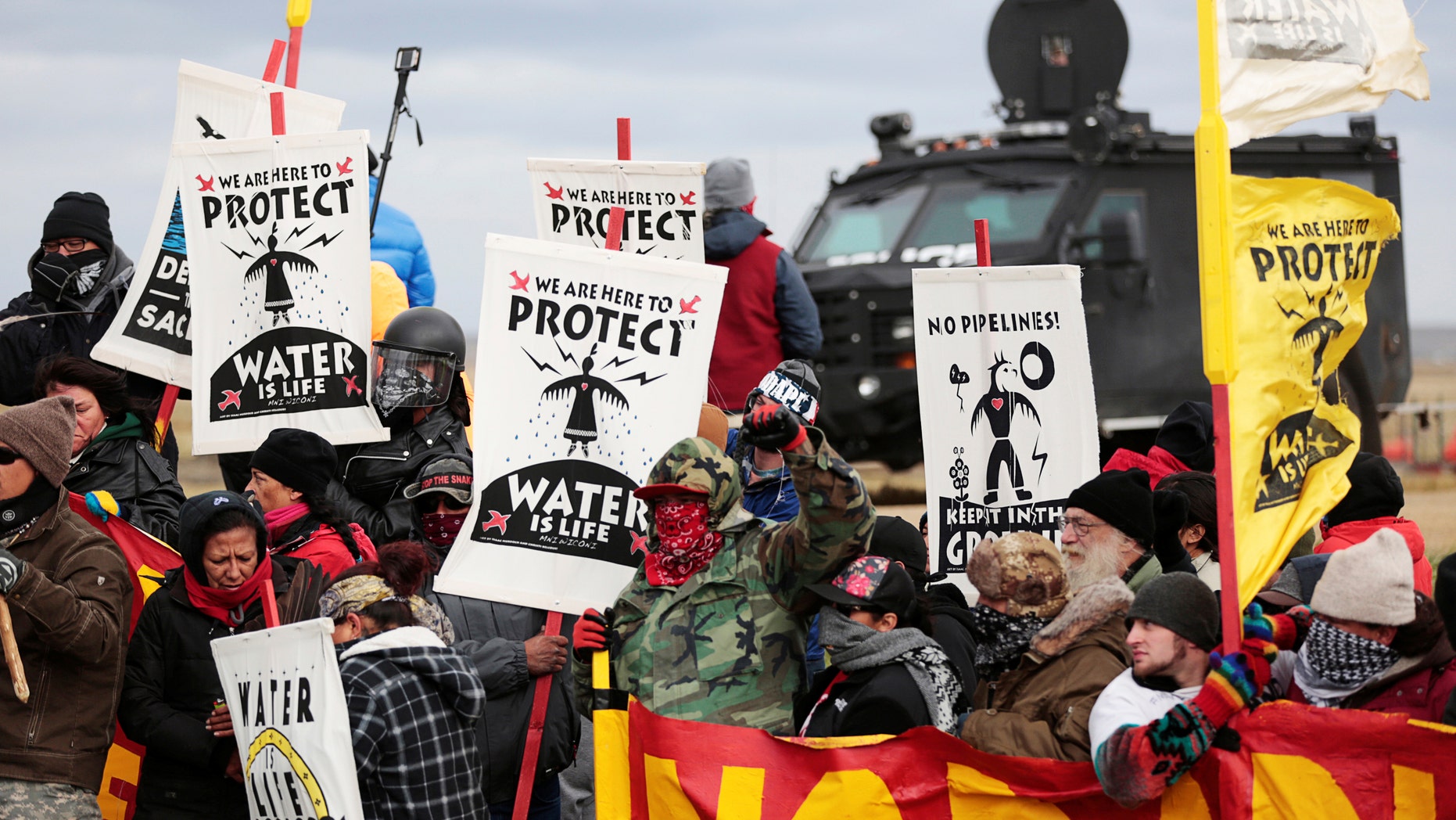 Native Americans protesting the Dakota Access oil pipeline
