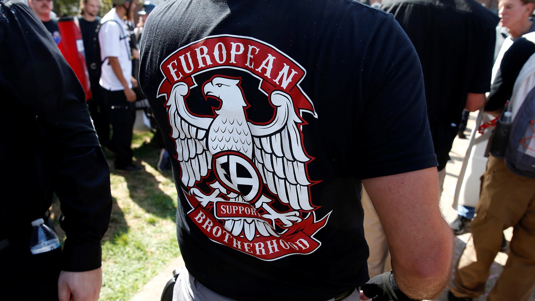 File photo - A white supremacist wears a shirt with the slogan "European Brotherhood" at a rally in Charlottesville, Virginia, U.S., Aug. 12, 2017. (REUTERS/Joshua Roberts)