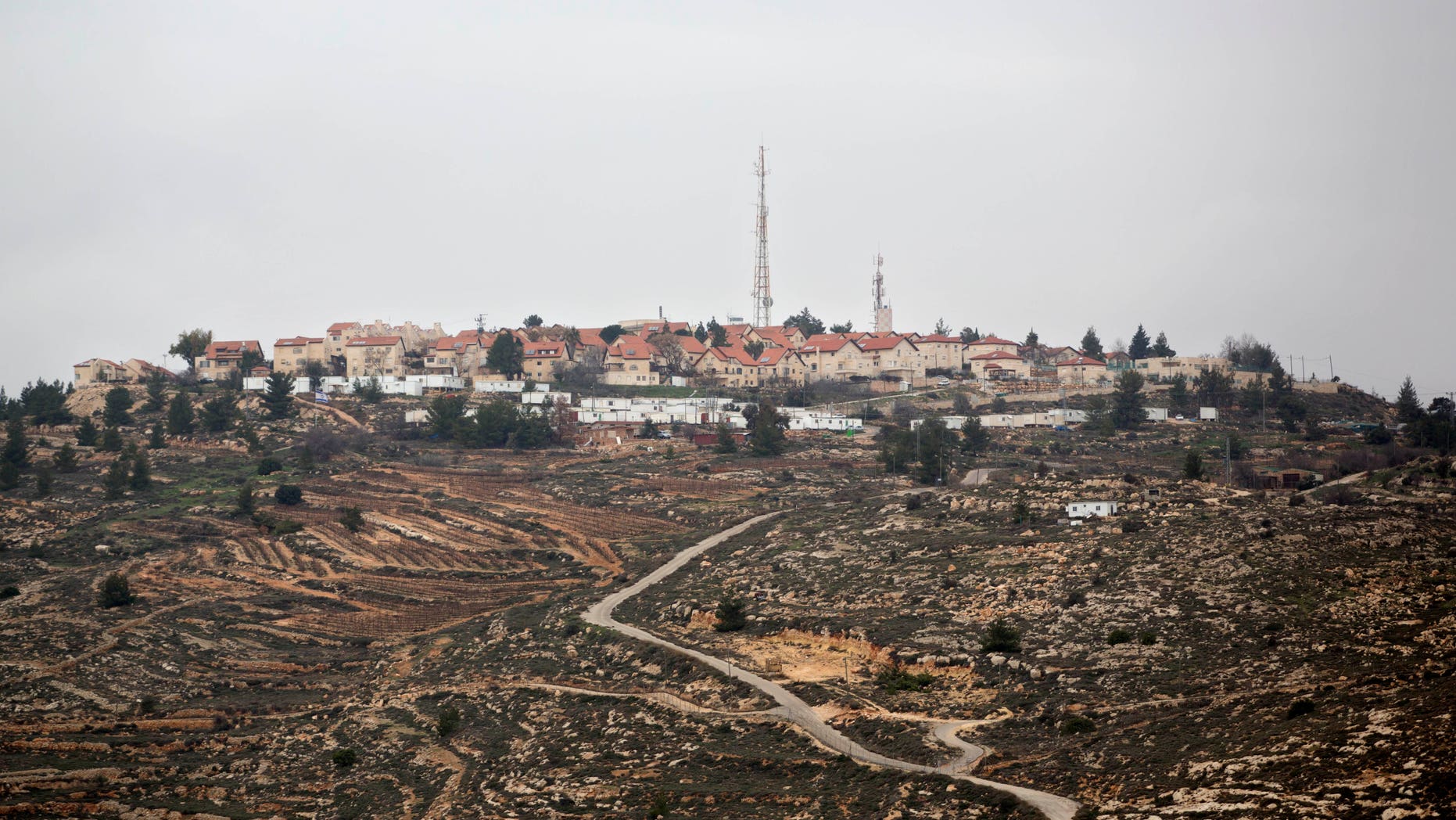 A general view of the West Bank Jewish settlement of Psagot near Ramallah, Monday, Jan. 27, 2014. The Palestinians' "extreme and reckless" rejection of an Israeli suggestion that some Jewish settlers remain in a future Palestinian state proves that they don't want peace, Prime Minister Benjamin Netanyahu's office said Monday. The harshly worded statement follows a flurry of back-and-forth condemnations sparked by an Associated Press report that Netanyahu believes all Jewish settlers should have the right to remain in their homes in a future Palestine. (AP Photo/Sebastian Scheiner)