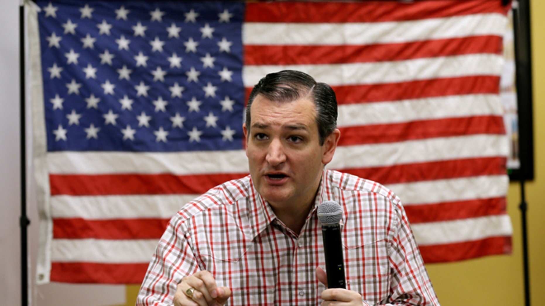 Republican presidential candidate, Sen. Ted Cruz, R-Texas, speaks during a "Celebrate the 2nd Amendment Event," Saturday, June 20, 2015, at the CrossRoads Shooting Sports in Johnston, Iowa. (AP Photo/Charlie Neibergall)