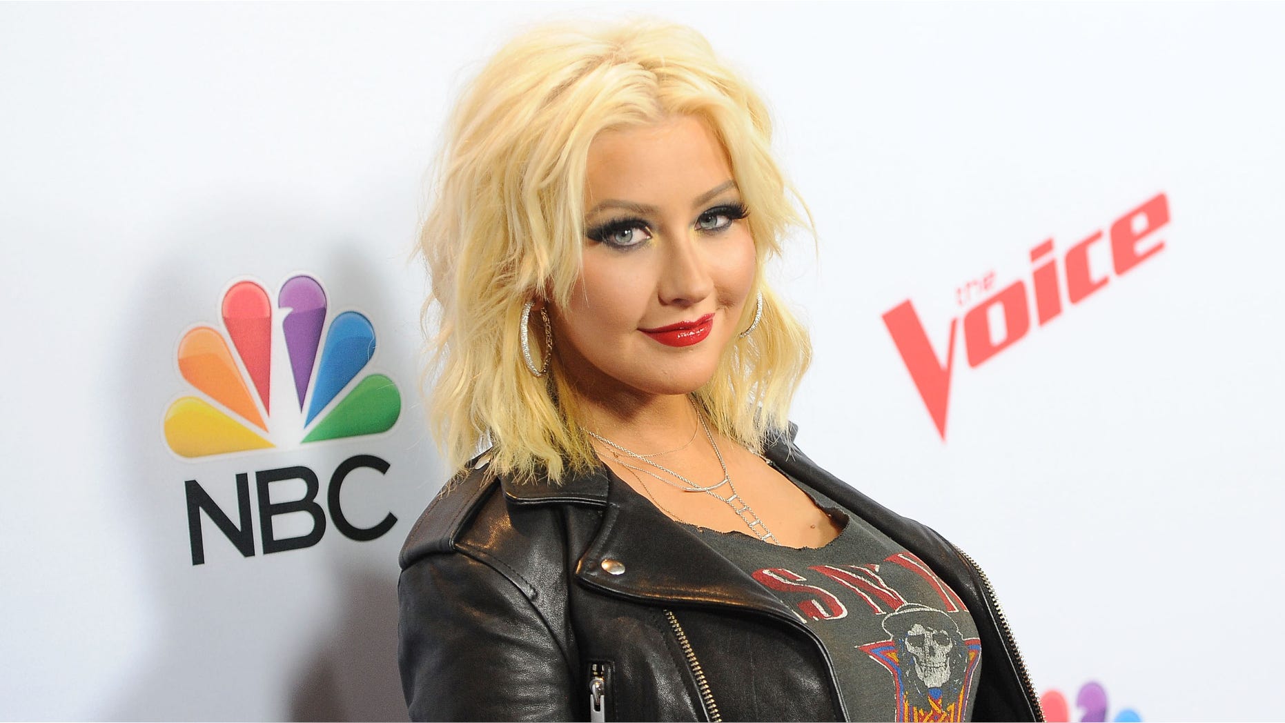 Aguilera arrives at "The Voice" red carpet event on April 23, 2015 in West Hollywood, California.