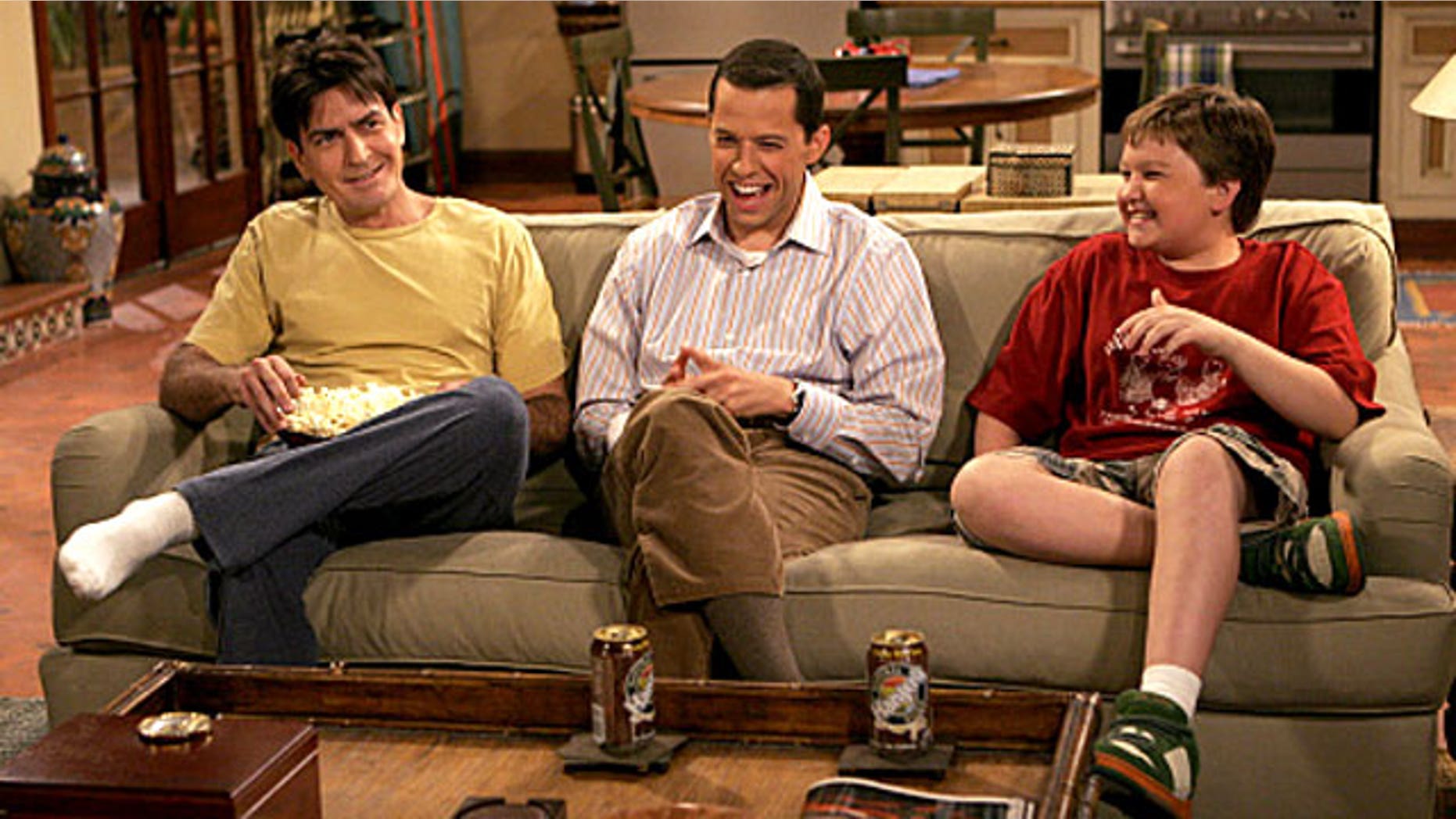 Charlie Sheen and his "Two and a Half Men" co-stars.