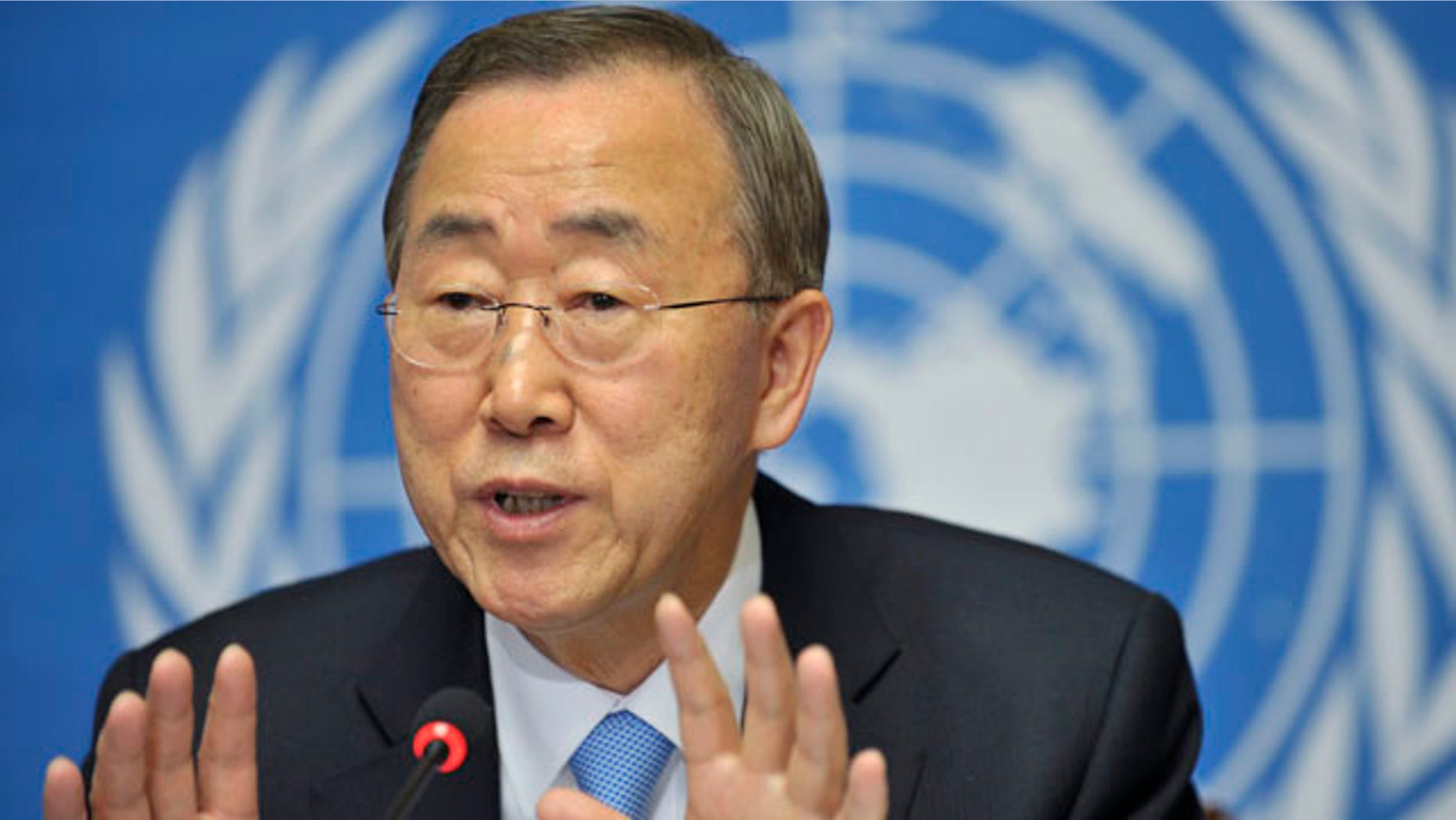 May 11: United Nations Secretary-General Ban Ki-moon speaks during a press conference at the European headquarters of the United Nations in Geneva, Switzerland.