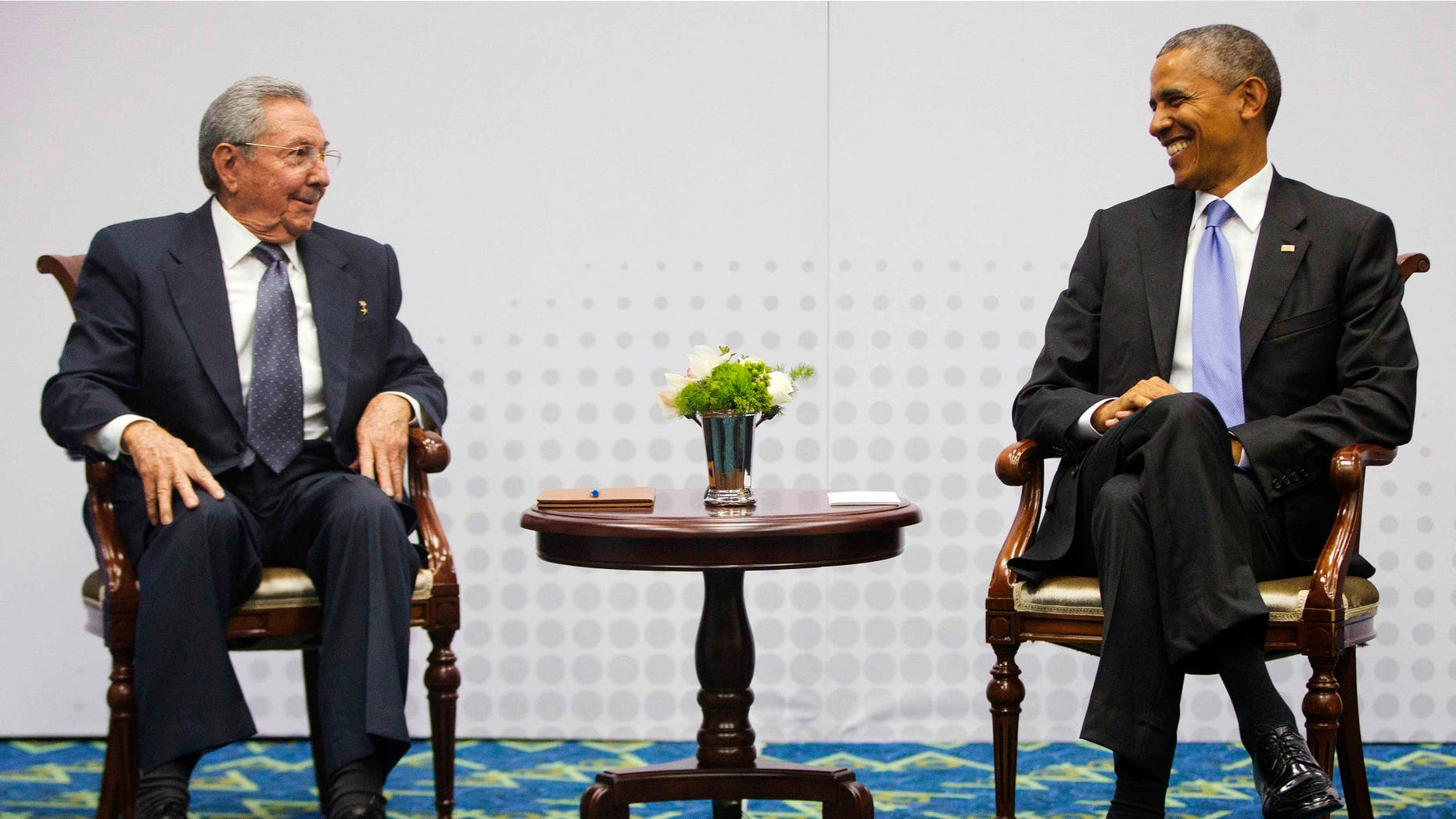 Presidents Raul Castro and Barack Obama at the Summit of the Americas on April 11, 2015.