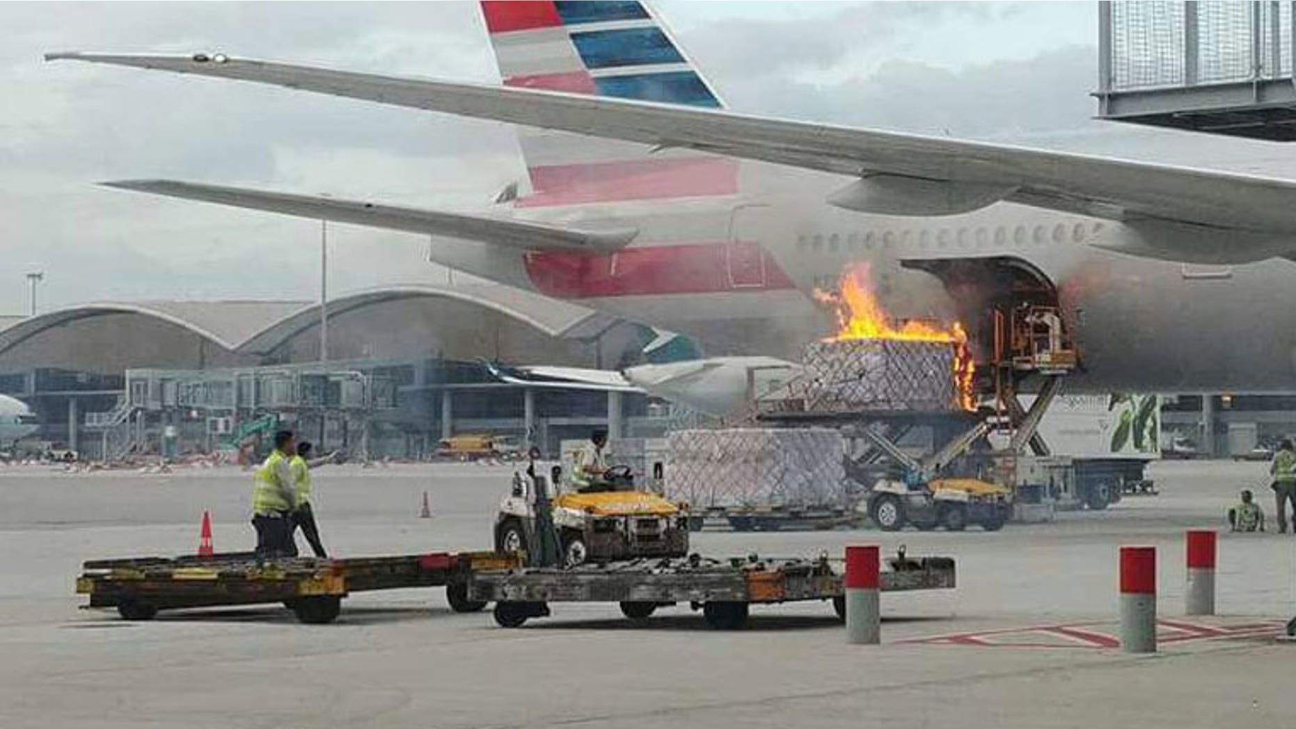 American Airlines cancels flight after cargo catches fire on tarmac