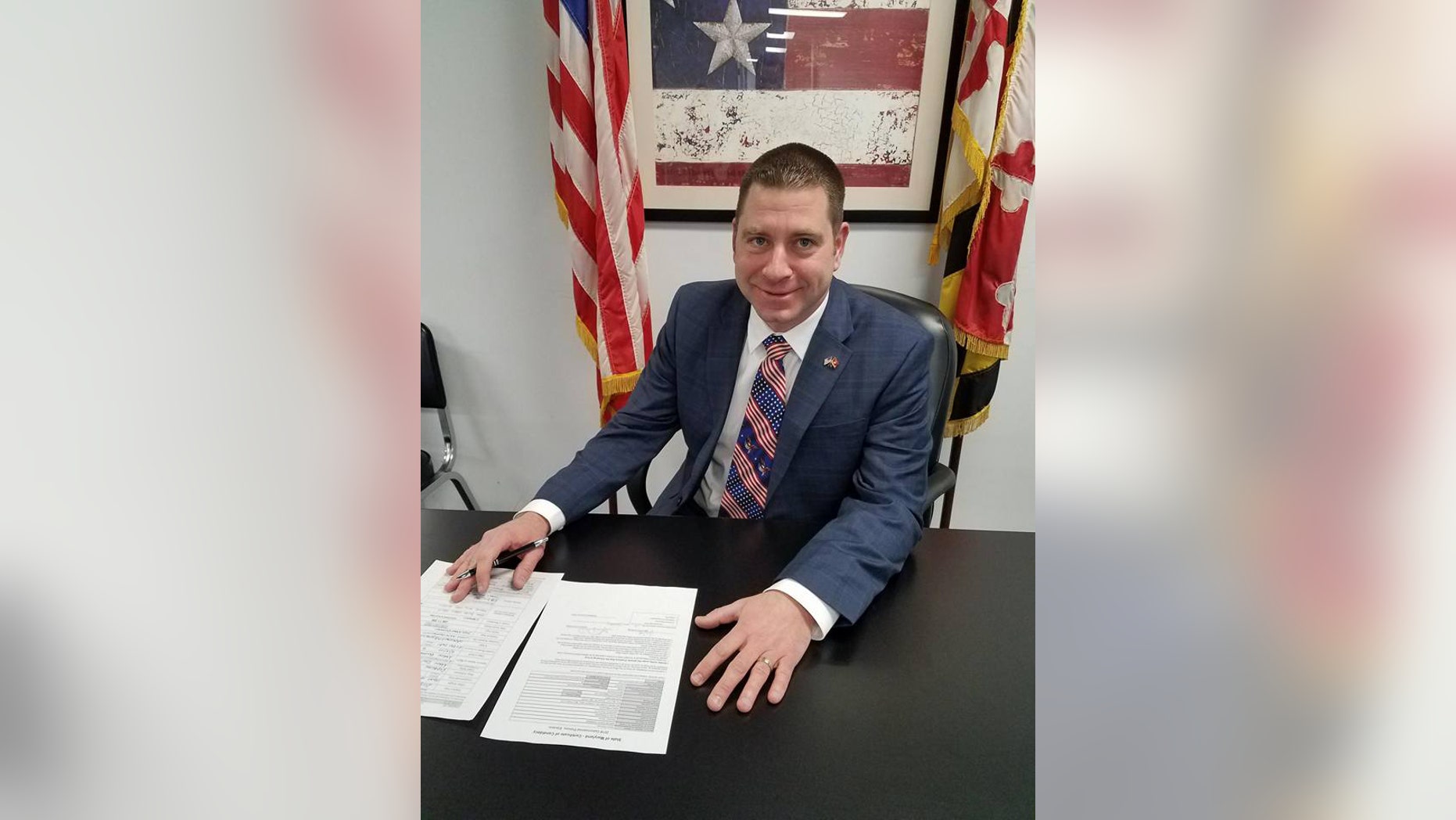 Sheriff’s deputy Aaron Penman, a Harford County Republican who is running for a seat in the Maryland House of Delegates, seat raffled off an AR-15 assault weapon at a Saturday night fundraiser celebrating the Second Amendment — only days after the same type of weapon was used to kill 17 people at a Florida high school. (Facebook)