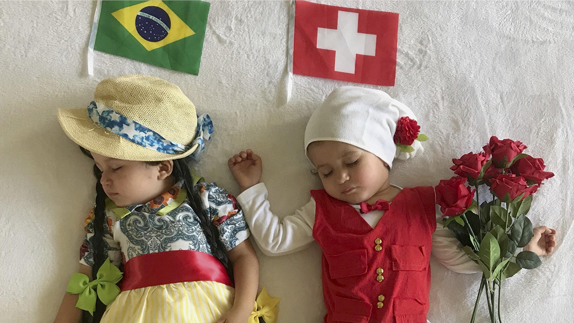 The creative mom made the outfits from clothes the kids already owned, and items from around the home or arts and crafts kits