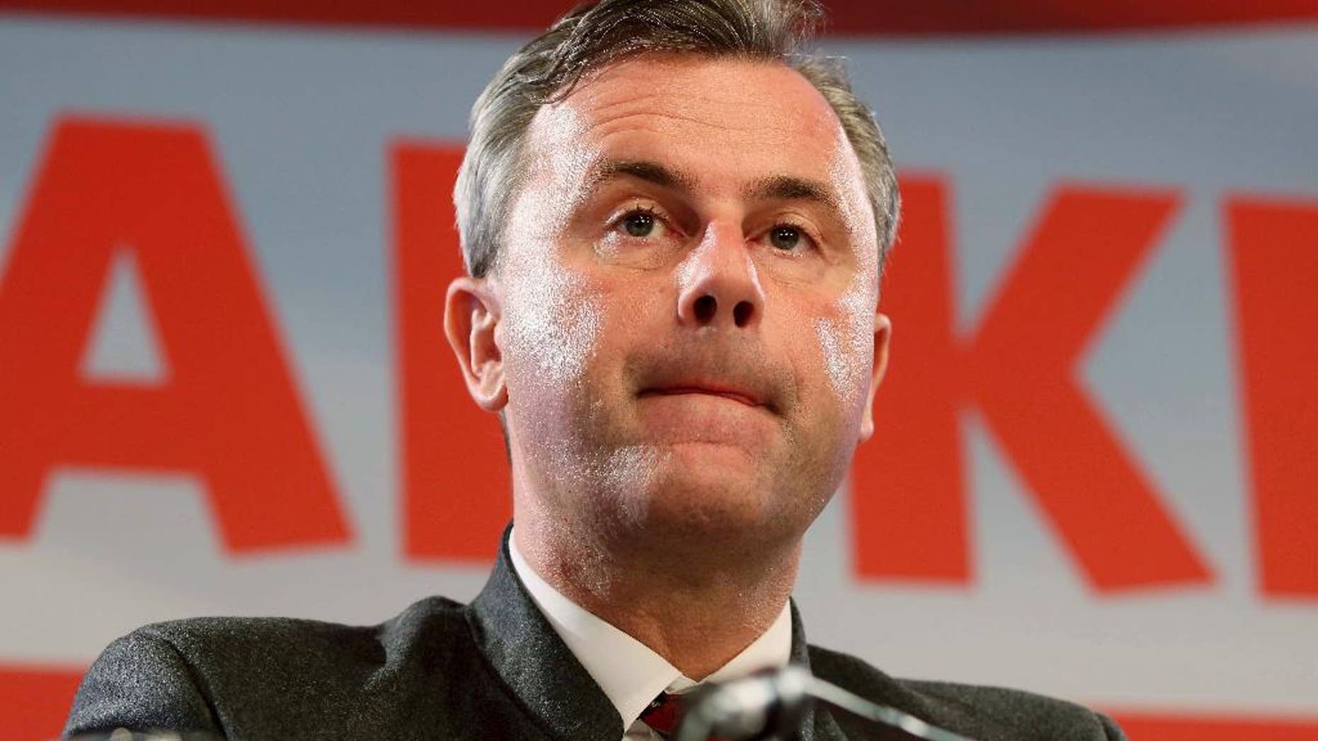 Presidential candidate Norbert Hofer of Austria's Freedom Party, FPOE, speaks attends a news conference after the presidential election in Vienna, Austria, Tuesday, Dec. 6, 2016. Left-leaning Alexander Van der Bellen defeated right-wing rival Hofer in Sunday's election, a victory welcomed by moderate politicians across Europe seeking to thwart advances by right-wing populist forces looking to weaken the European Union. (AP Photo/Ronald Zak)