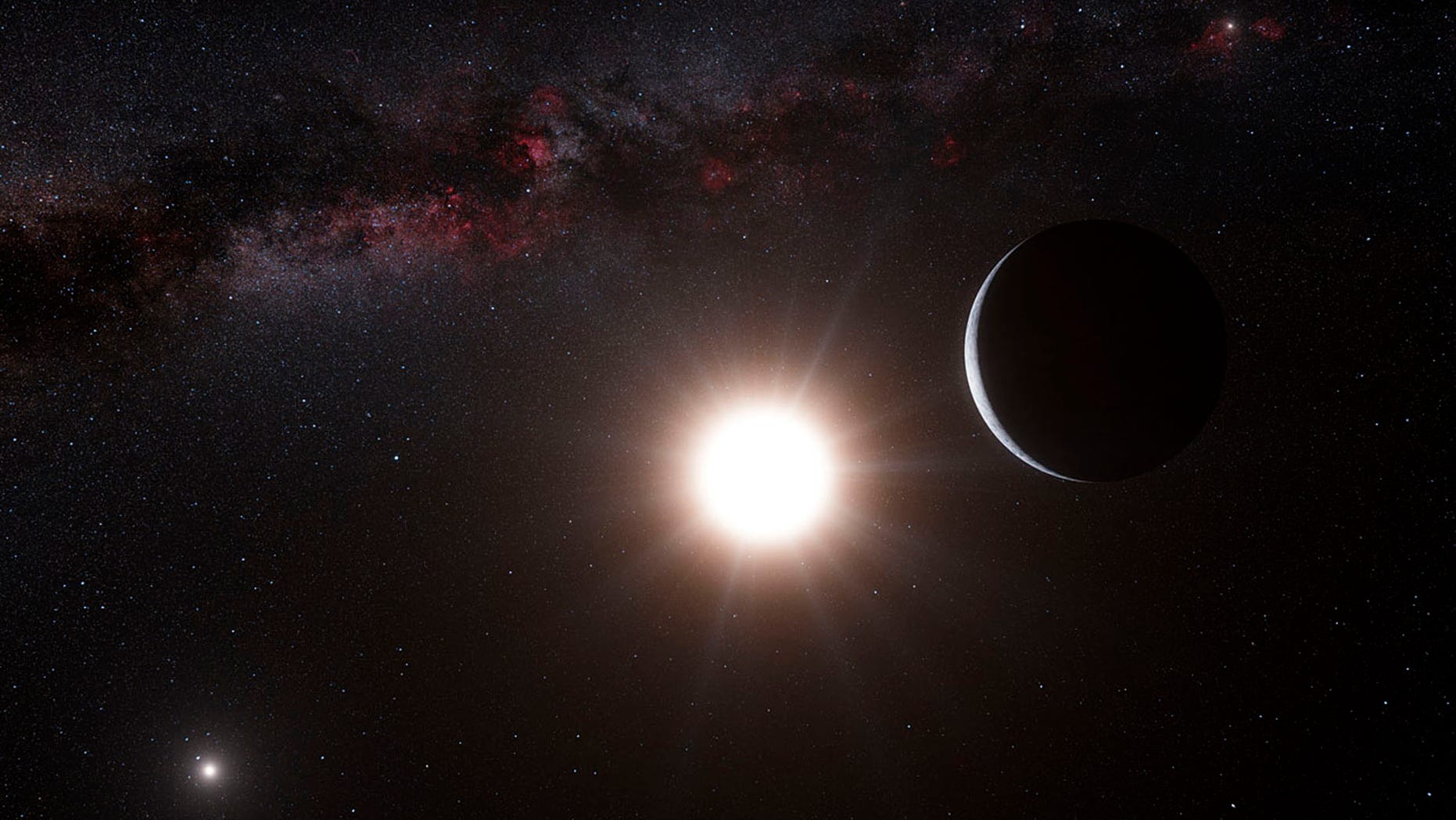 This artist's impression shows the planet orbiting the star Alpha Centauri B, a member of the triple star system that is the closest to Earth in this image released on October 17, 2012. (REUTERS/ESO/L. Calcada/N. Risinger)