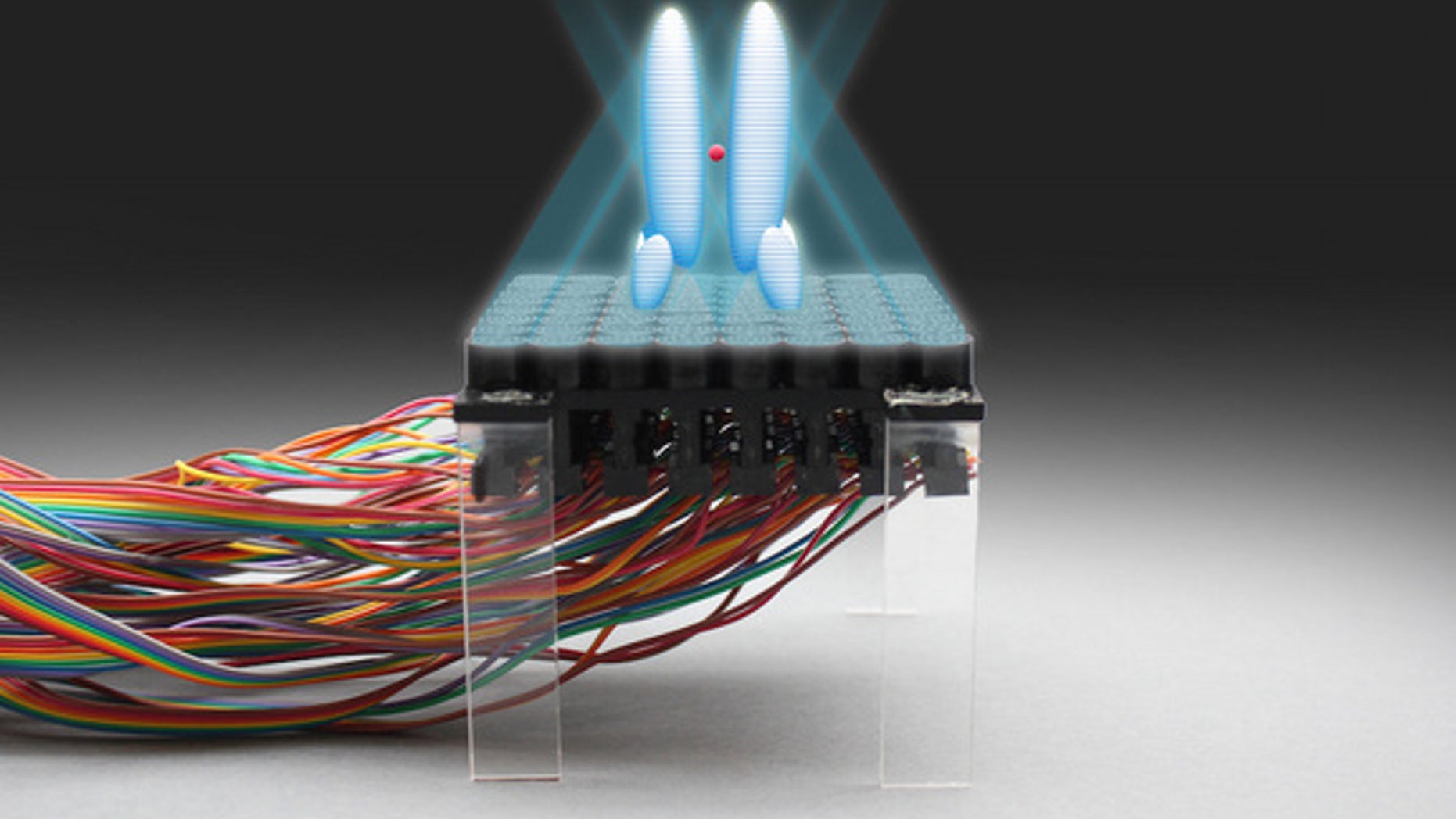 Researchers recently created an acoustic hologram, or a 3D sound field projected onto a 2D space, which can be used as acoustic tweezers, cages and twisters that manipulate objects as they levitate in air.