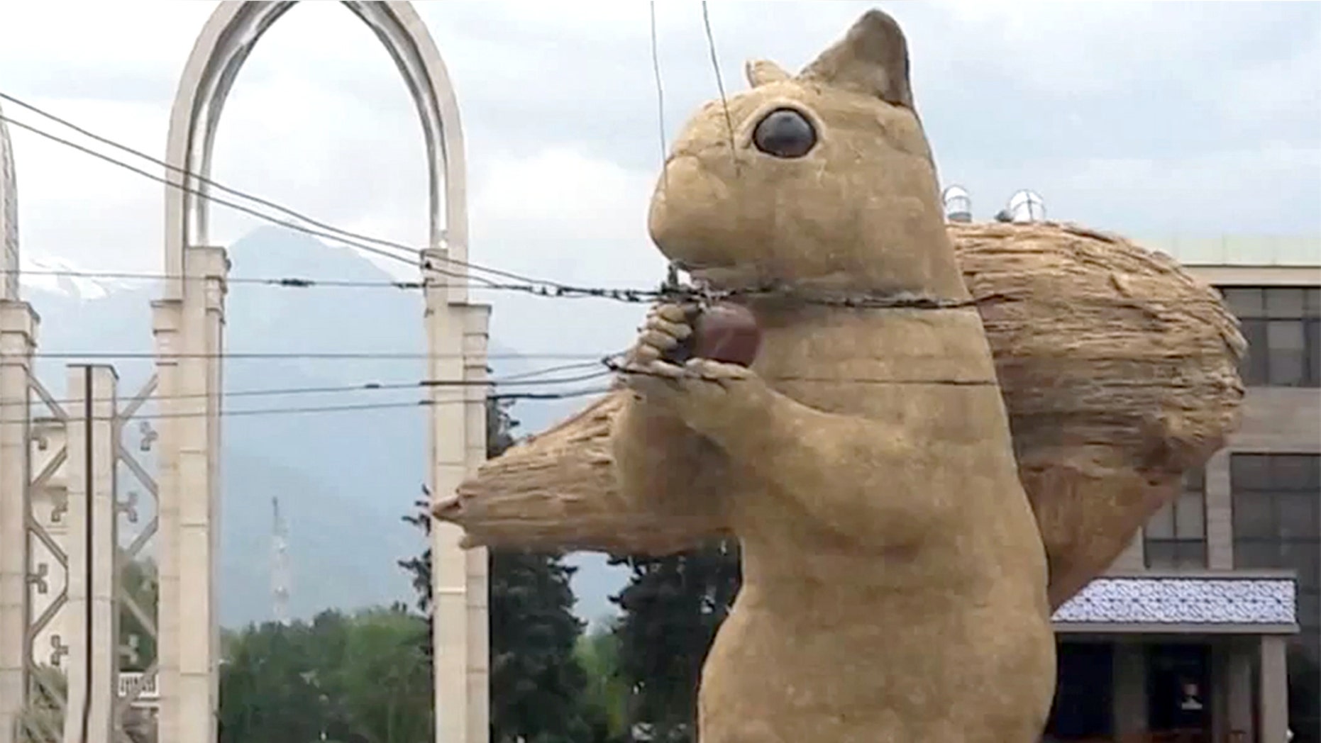 A 40-foot squirrel is causing chaos in one Kazakhstan city.