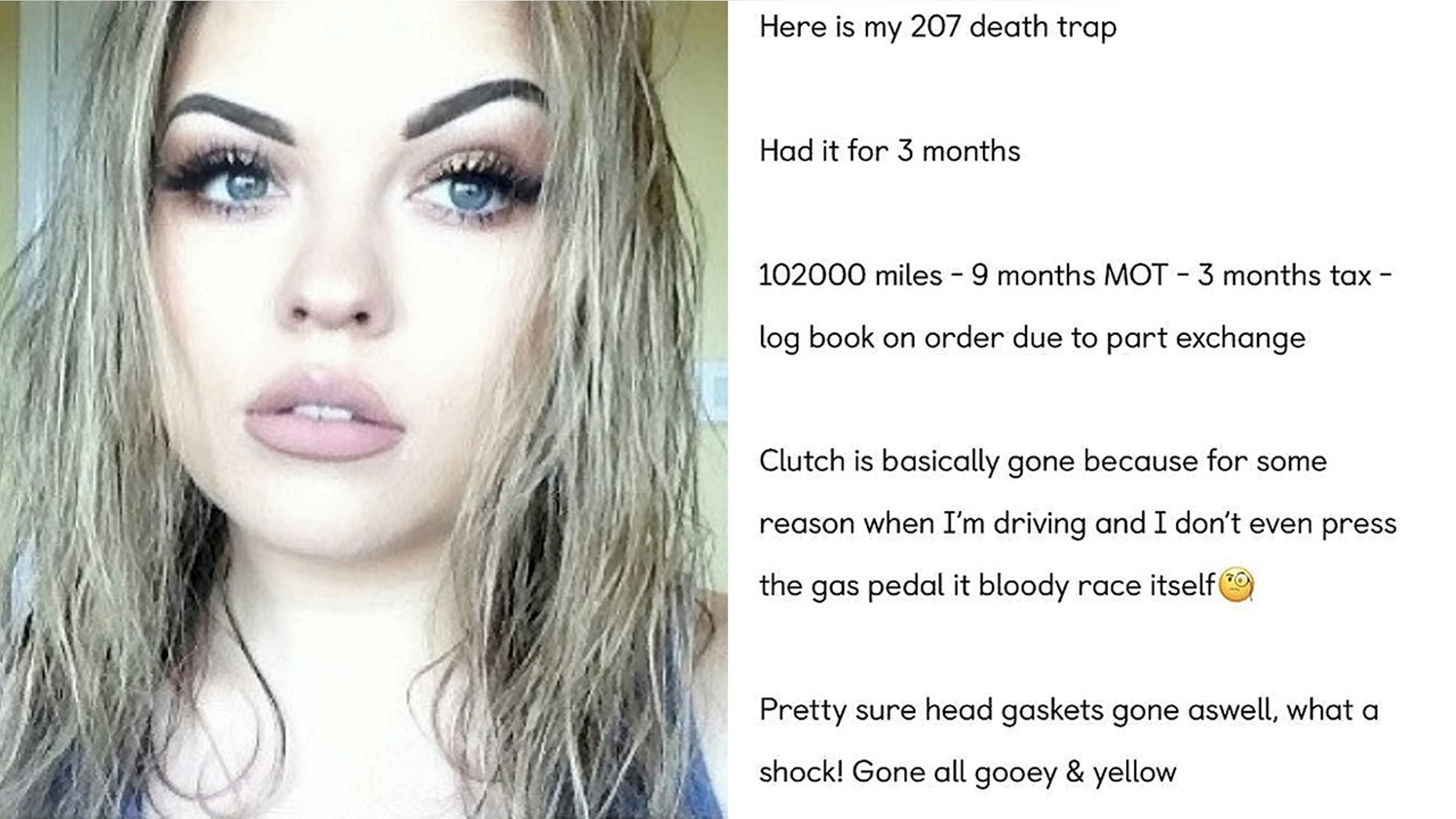 Danniella Leigh Edwards sold her "s**t" used car an an unconventional way.