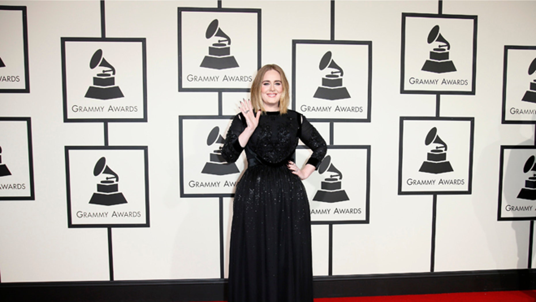 February 15, 2016. Singer Adele arrives at the 58th Grammy Awards in Los Angeles.