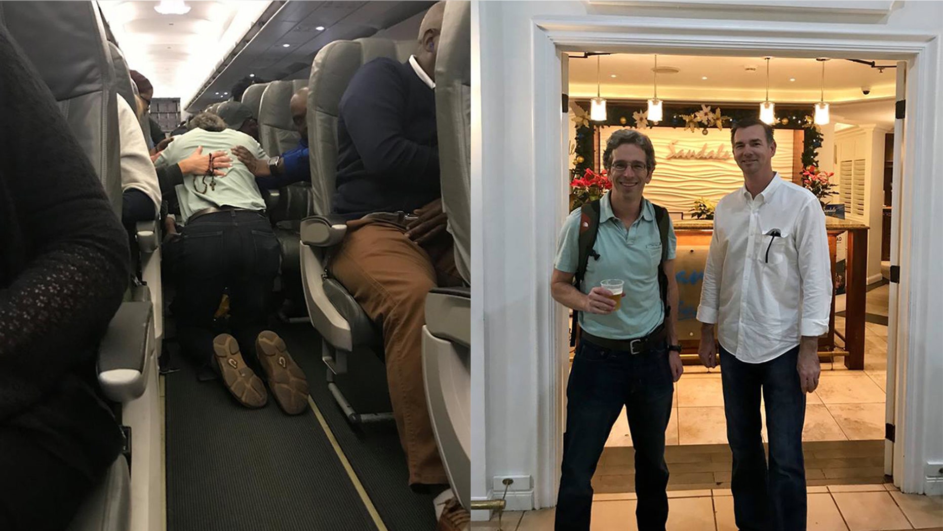 Doctors Matthew Stevenson and John Flanagan jumped into action to save a woman struggling to breathe on a JetBlue flight.