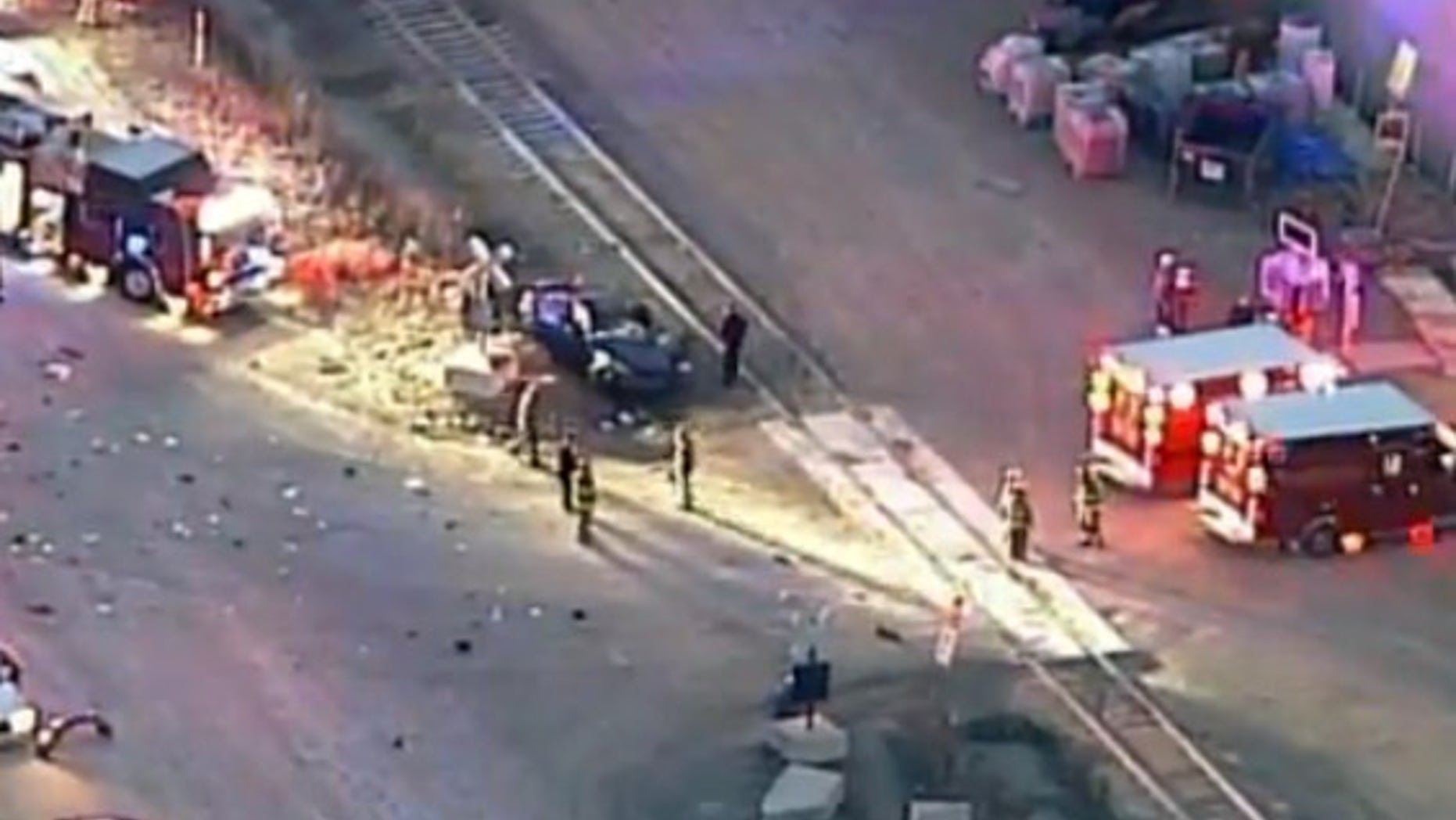 The scene of a crash involving a car and an Amtrak train in south St. Louis County.