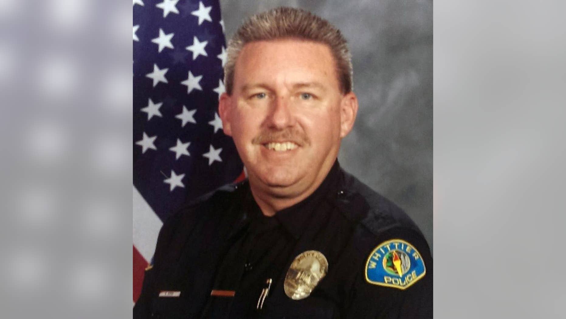 This undated photo provided by the Whittier Police Department shows Whittier police officer Keith Boyer. On Monday, Feb. 20, 2017, Boyer was answering a report of a traffic accident when he was shot and killed, authorities said. (Whittier Police Department via AP)