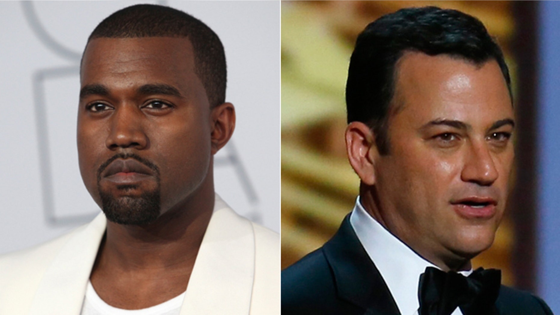 Kanye West, left, had some harsh words for Jimmy Kimmel.
