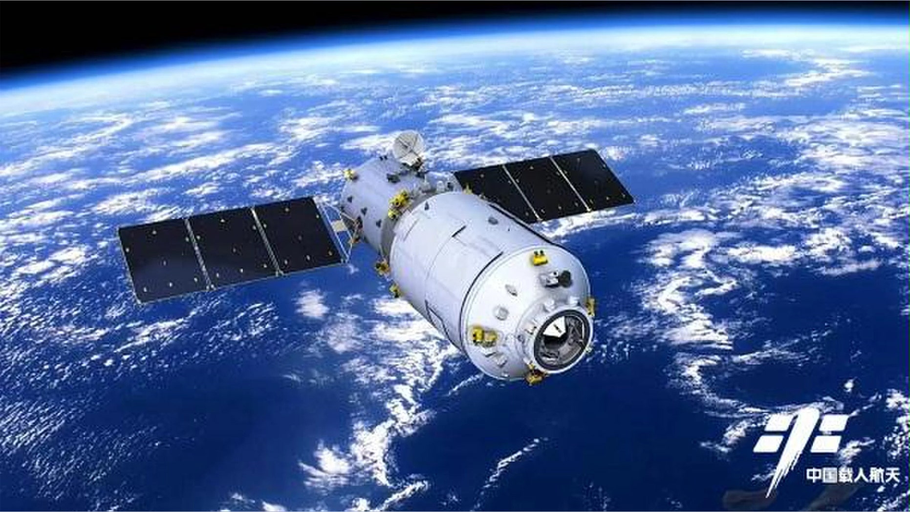 Tiangong-2 orbits the Earth in this illustration. Credit: CMSE