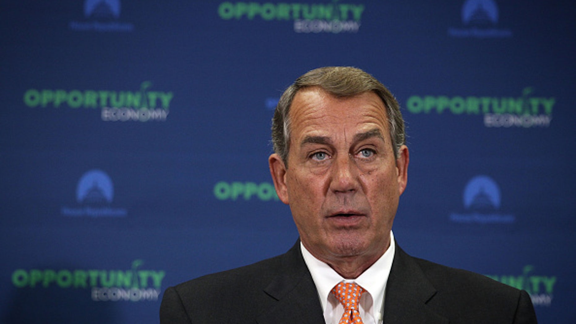 WASHINGTON, DC - JULY 08: U.S. Speaker of the House John Boehner speaks during a media availability July 8, 2015 at the U.S. Capitol on Capitol Hill in Washington, DC. The House Republican leadership addressed the media after a House Republican Conference meeting. (Photo by Alex Wong/Getty Images)