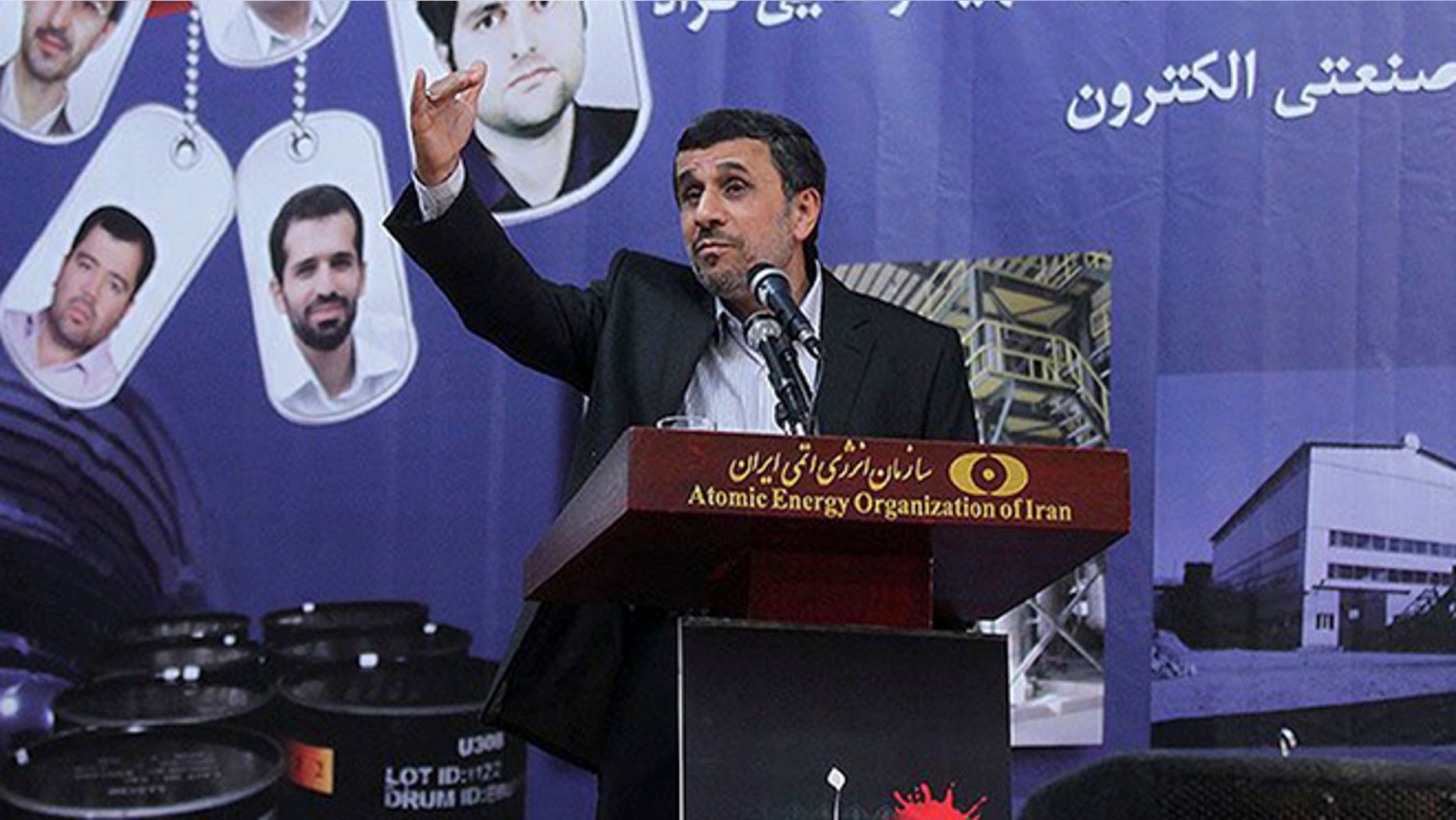 April 9, 2013: In this photo released by the official website of the office of the Iranian Presidency, President Mahmoud Ahmadinejad, speaks at a ceremony marking Iran's National Day of Nuclear Technology, in Tehran, Iran. Iran announced two key nuclear-related projects on Tuesday that expand the country's ability to extract and process uranium, which can be enriched for reactor fuel but also potentially for atomic weapons.