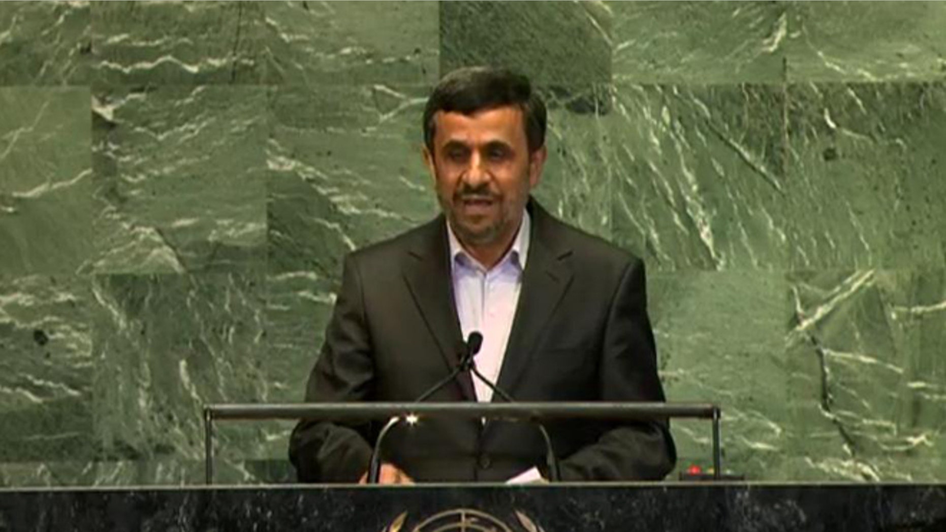 Sept. 24, 2012: Iranian President Mahmoud Ahmadinejad addresses the UN's high-level meeting on the rule of law.