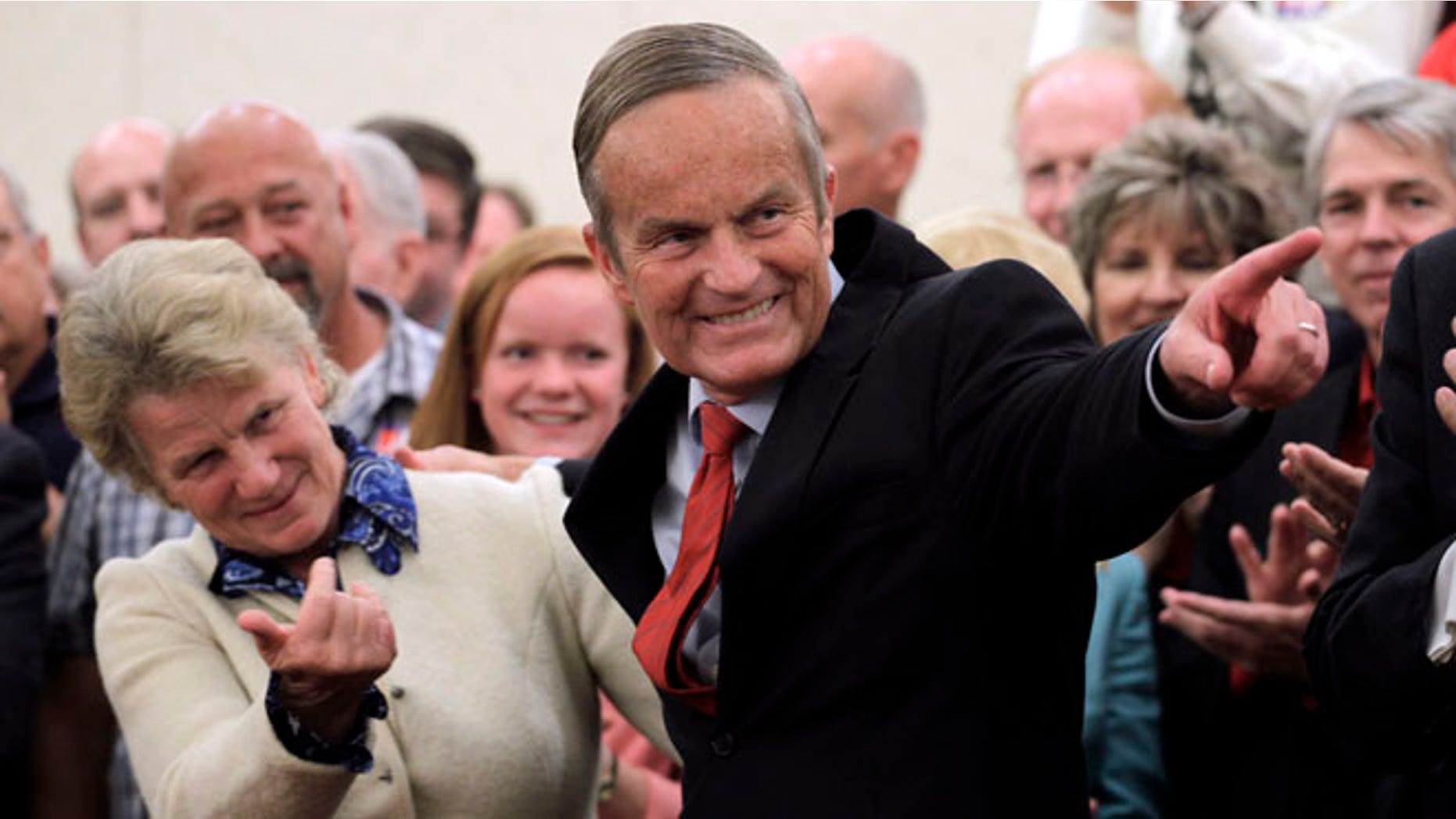 Sept. 25, 2012: Missouri Republican Senate candidate Rep. Todd Akin, R-Mo., and his wife Lulli Akin, left, take part in a news conference in St. Louis.