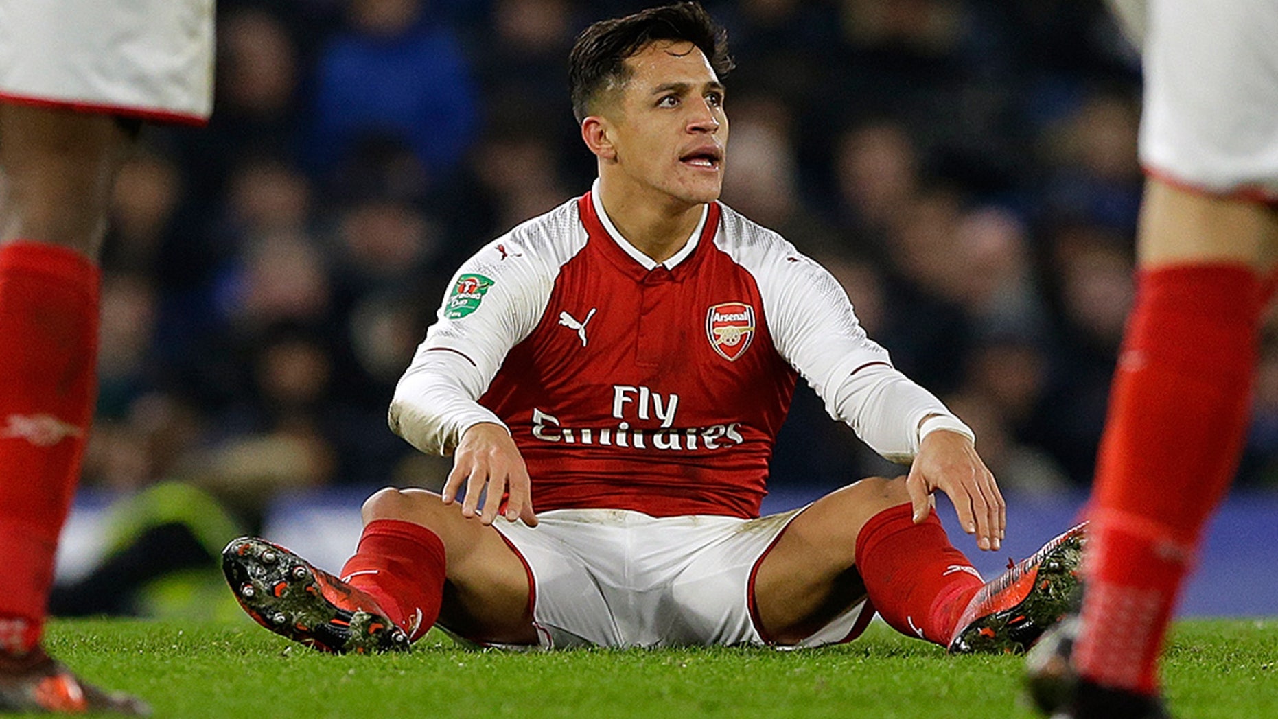 Arsenal's Alexis Sanchez during the English League Cup semifinal first leg soccer match between Chelsea and Arsenal at Stamford Bridge stadium in London.