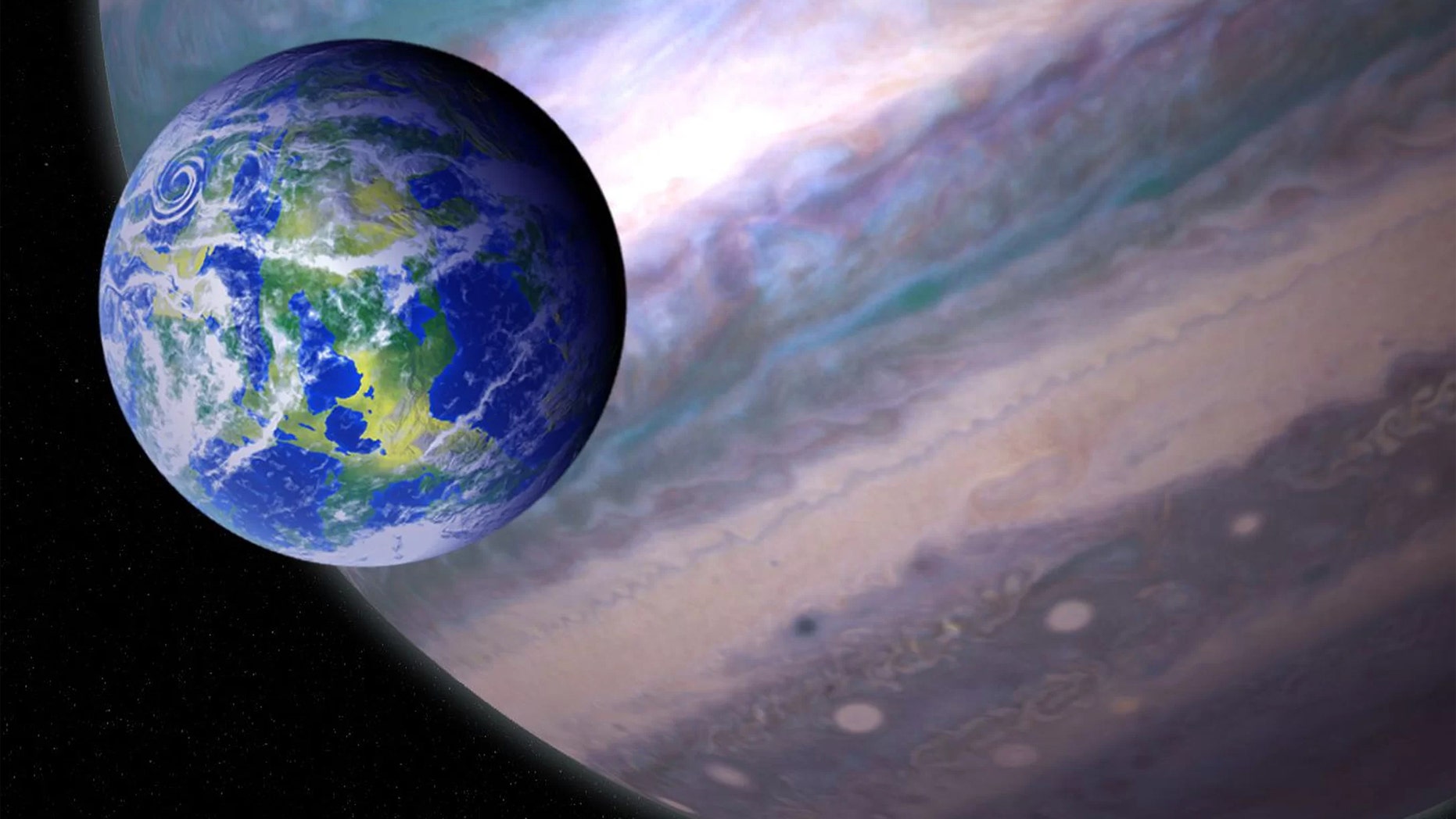 An artist's illustration of a habitable exomoon orbiting a giant exoplanet. Credit: Jay Friedlander/Britt Griswold/NASA/GSFC