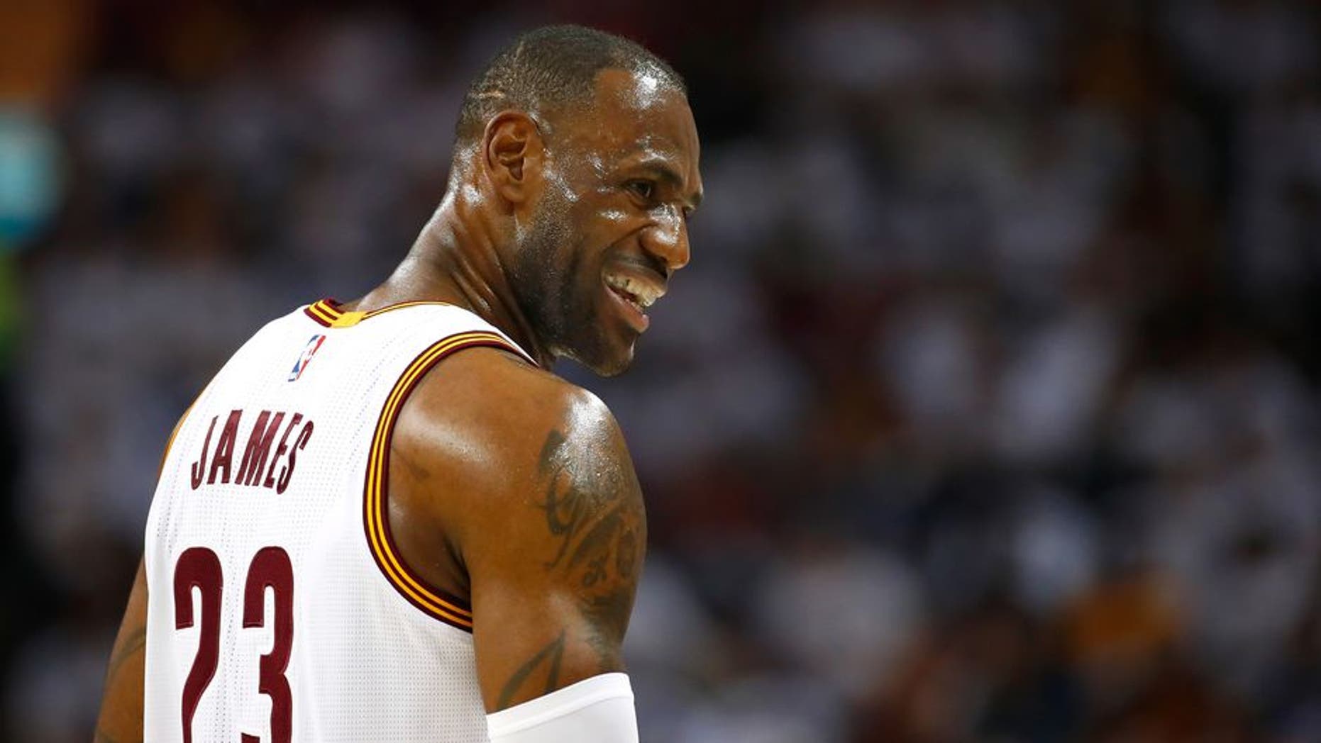 CLEVELAND, OH - APRIL 15: LeBron James #23 of the Cleveland Cavaliers looks on while playing the Indiana Pacers during the first half in Game One of the Eastern Conference Quarterfinals during the 2017 NBA Playoffs at Quicken Loans Arena on April 15, 2017 in Cleveland, Ohio. NOTE TO USER: User expressly acknowledges and agrees that, by downloading and or using this photograph, User is consenting to the terms and conditions of the Getty Images License Agreement. (Photo by Gregory Shamus/Getty Images)
