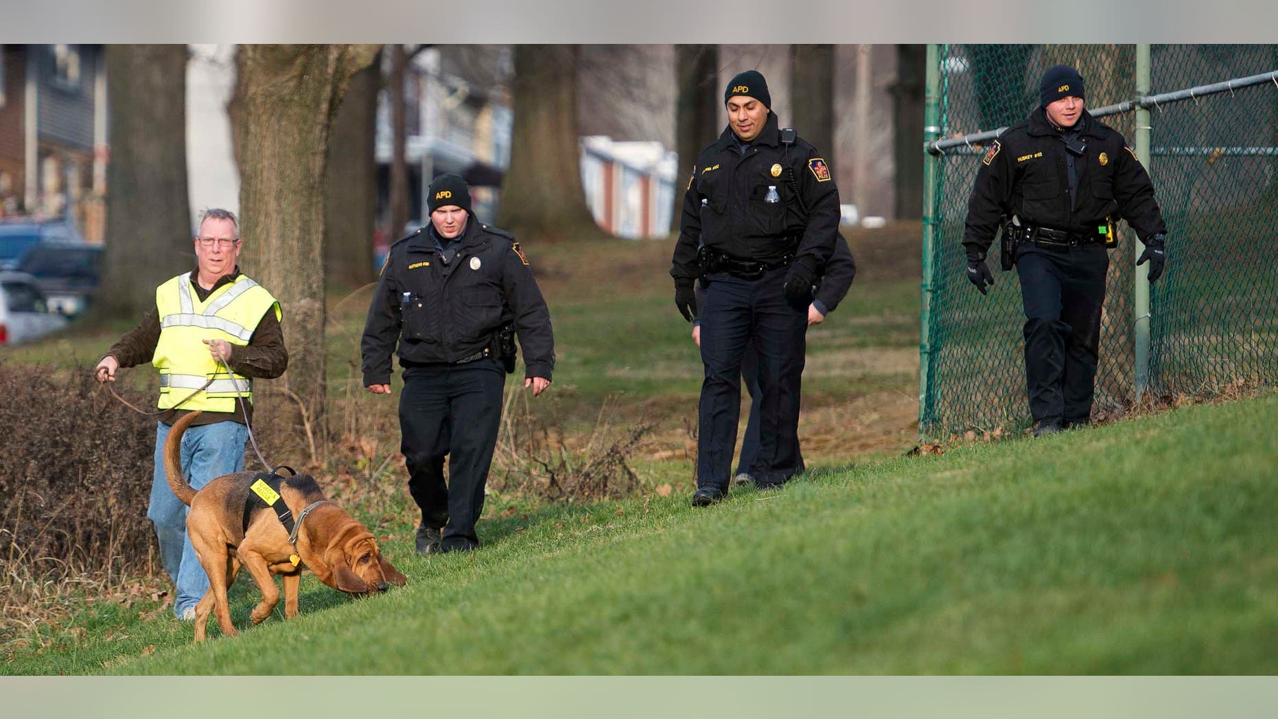 In this Friday, Jan. 1, 2016, photo, Allentown, Pa., police use a search and rescue dog in Keck Park as the search continues for Jayliel Vega Batista, a missing 5-year-old autistic boy who wandered off from a New Year's Eve party on Thursday night. (Chris Shipley/The Morning Call via AP) THE EXPRESS-TIMES OUT; WFMZ OUT; MANDATORY CREDIT
