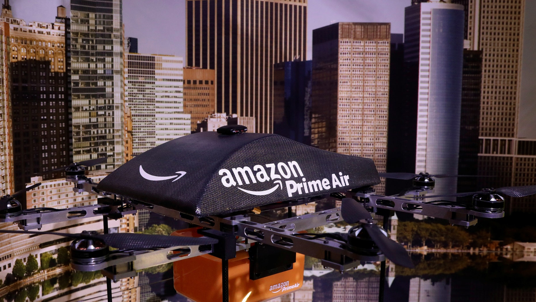 File photo: An Amazon Prime Air Flying Drone is displayed during the 'Drones: Is the Sky the Limit?' exhibition at the Intrepid Sea, Air & Space Museum in New York City, U.S., May 9, 2017. (REUTERS/Brendan McDermid)