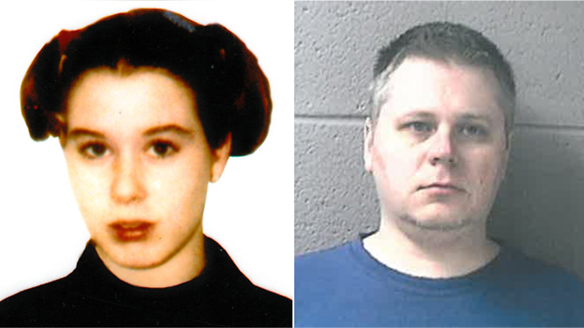 James P. Eaton, of Palatine, Ill., right, was arrested Saturday in Chicago. He was being held in Racine County Jail on $1 million bail on charges of first-degree intentional homicide and hiding a corpse in connection to the 1997 death of Amber Creek, a 14-year-old from Palatine, Ill. (Courtesy: Racine County Sheriff)