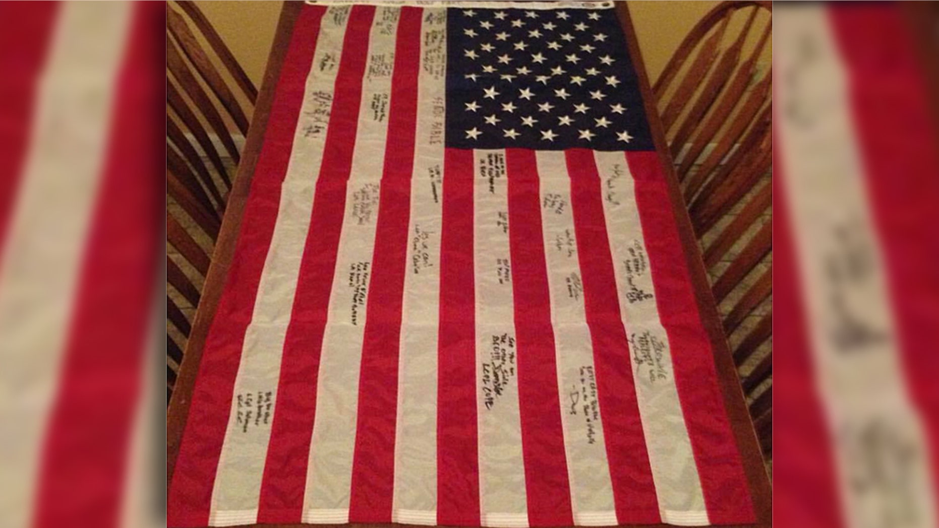 Photo shows flag that belonged to Marine Lance Cpl. Joe Jackson when he was killed in Afghanistan in 2011.