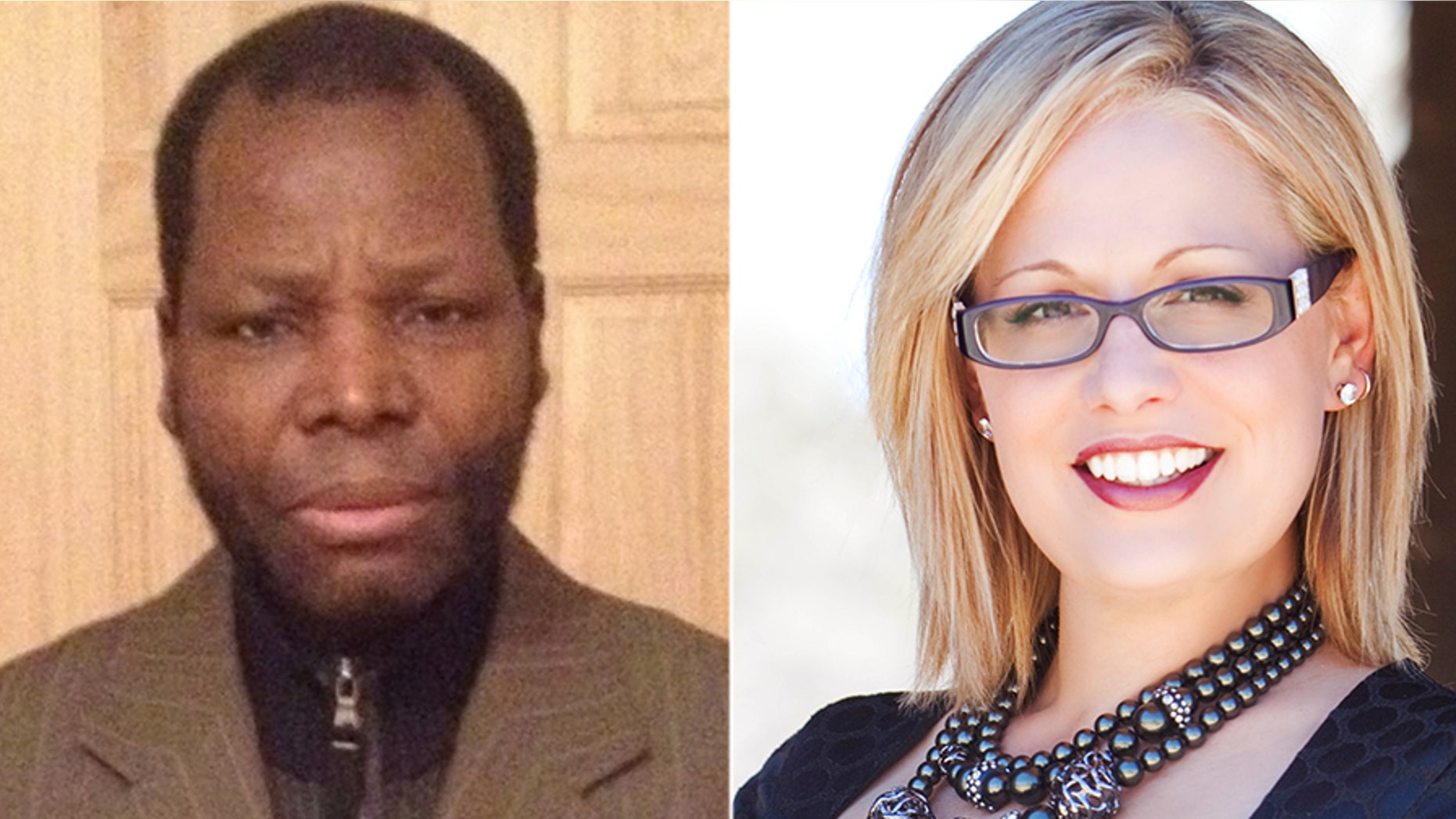 Amos Olagunju, left, was arrested at the U.S. Capitol Friday outside of Rep. Kyrsten Sinema's office.