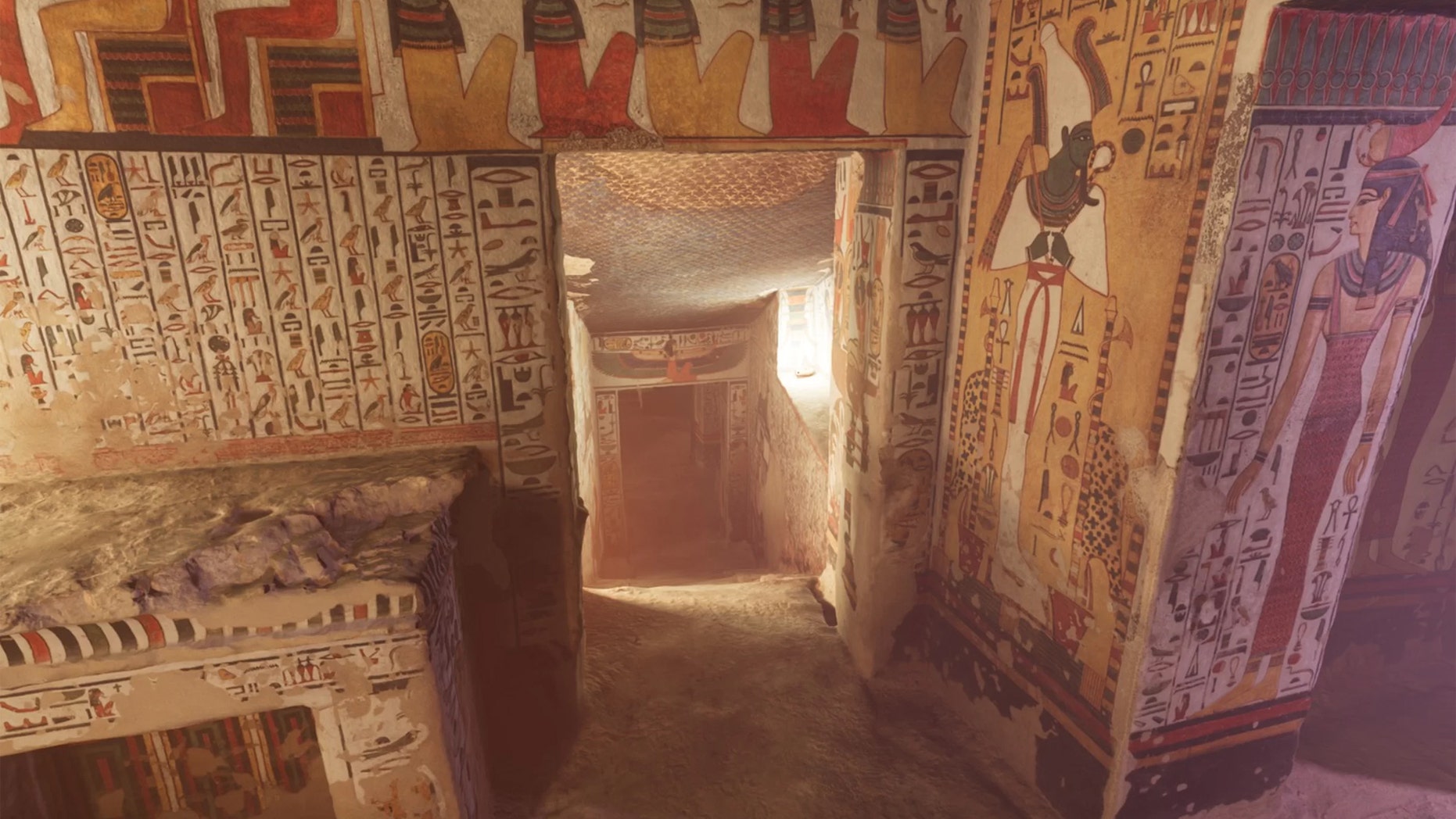 Some of the VR tour of Nefertari's tomb is shown here. Credit: Curiosity Stream