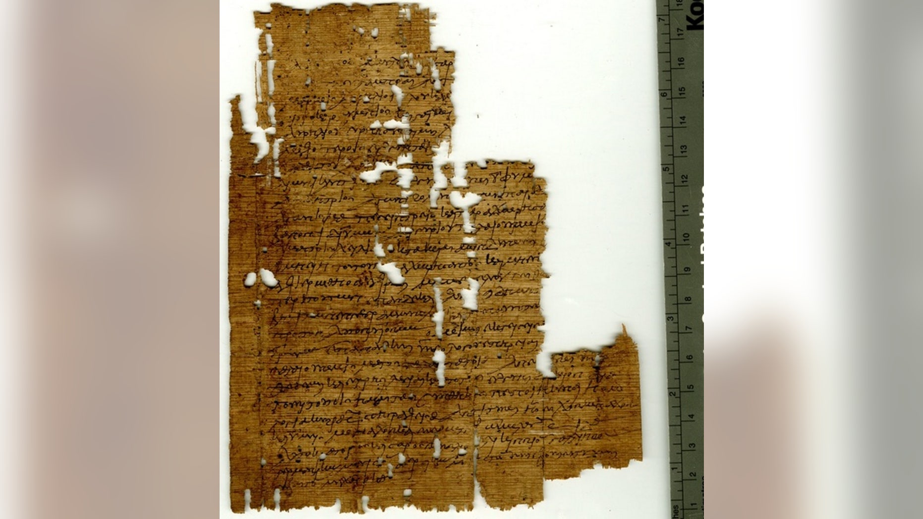 Researchers have deciphered a contract, pictured here, that was written in A.D. 267 between the guarantors of two wrestlers named Nicantinous and Demetrius. In it the father of Nicantinous pledges to pay Demetrius 3,800 drachma if he allows Nic