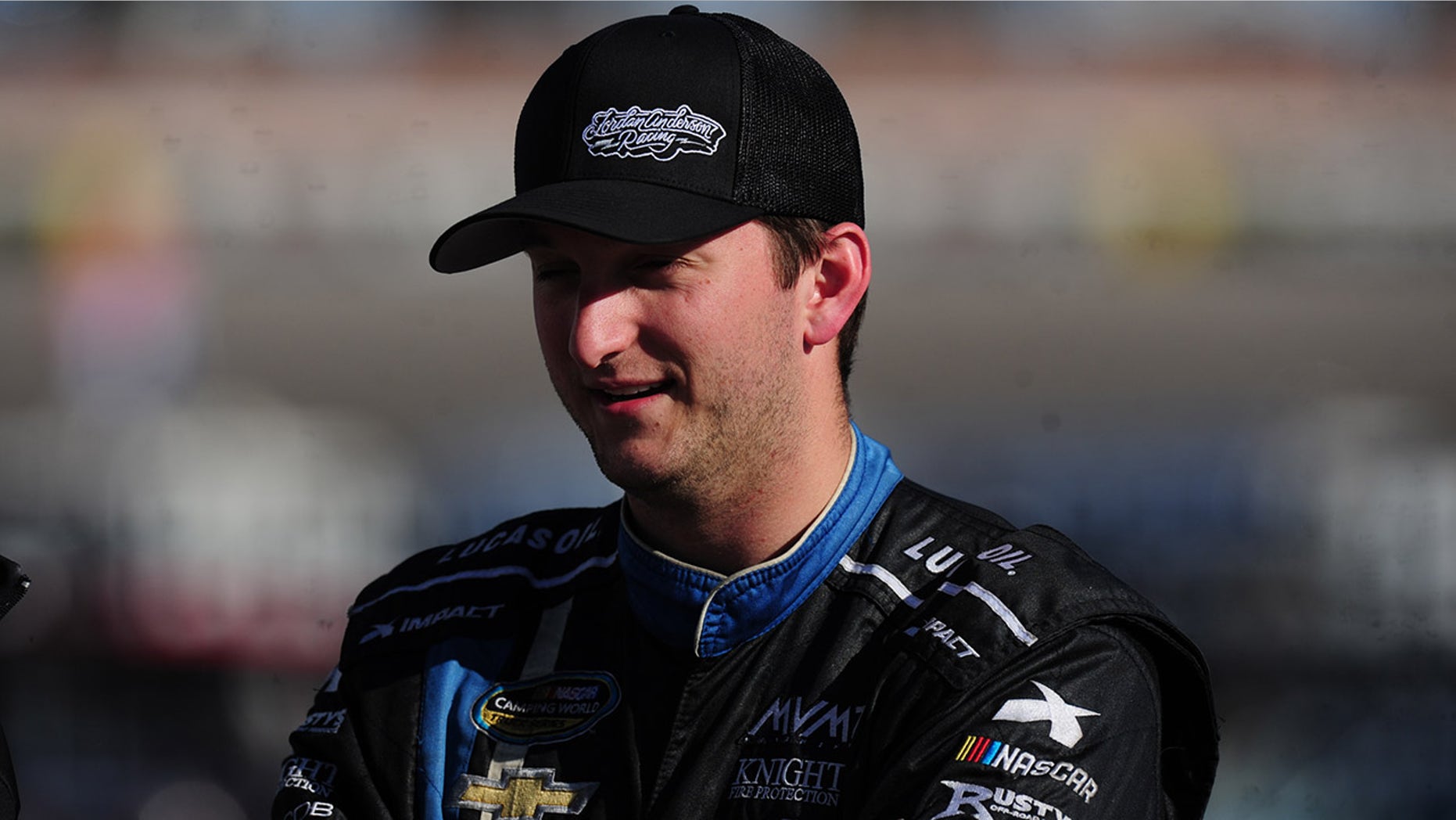 LAS VEGAS, NV - MARCH 02 NASCAR Camping World Truck Series driver Jordan Anderson before practice for the Stratosphere 200 at Las Vegas Motor Speedway in Las Vegas, NV on Thursday March 02, 2018. (Photo by Josh Holmberg/Icon Sportswire via Getty Images)